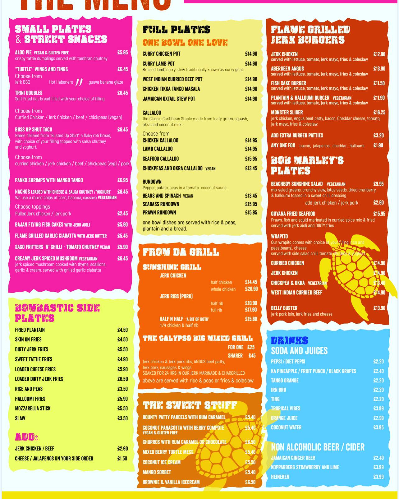 Tango Turtle- Caribbean Inspired Restaurant меню