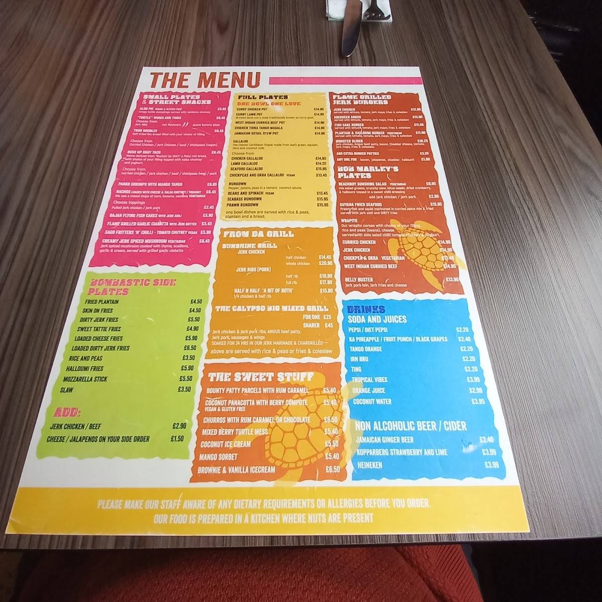 Tango Turtle- Caribbean Inspired Restaurant меню