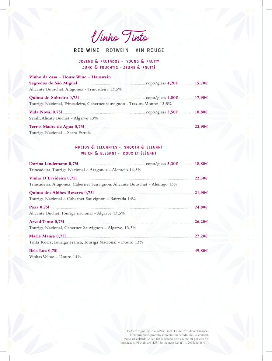 Taste Restaurante Carvoeiro меню