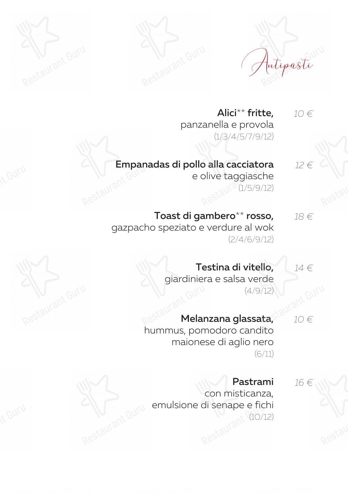 Меню напитков ресторана Taverna Volpetti
