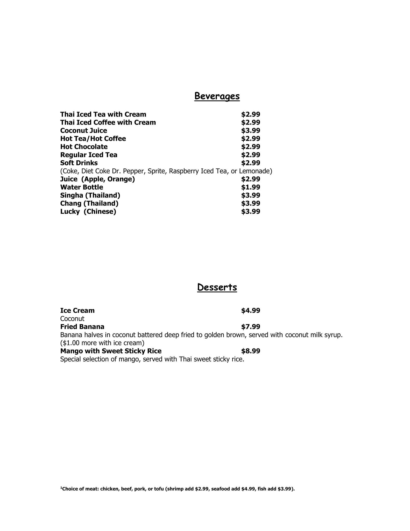 Thai Kitchen меню