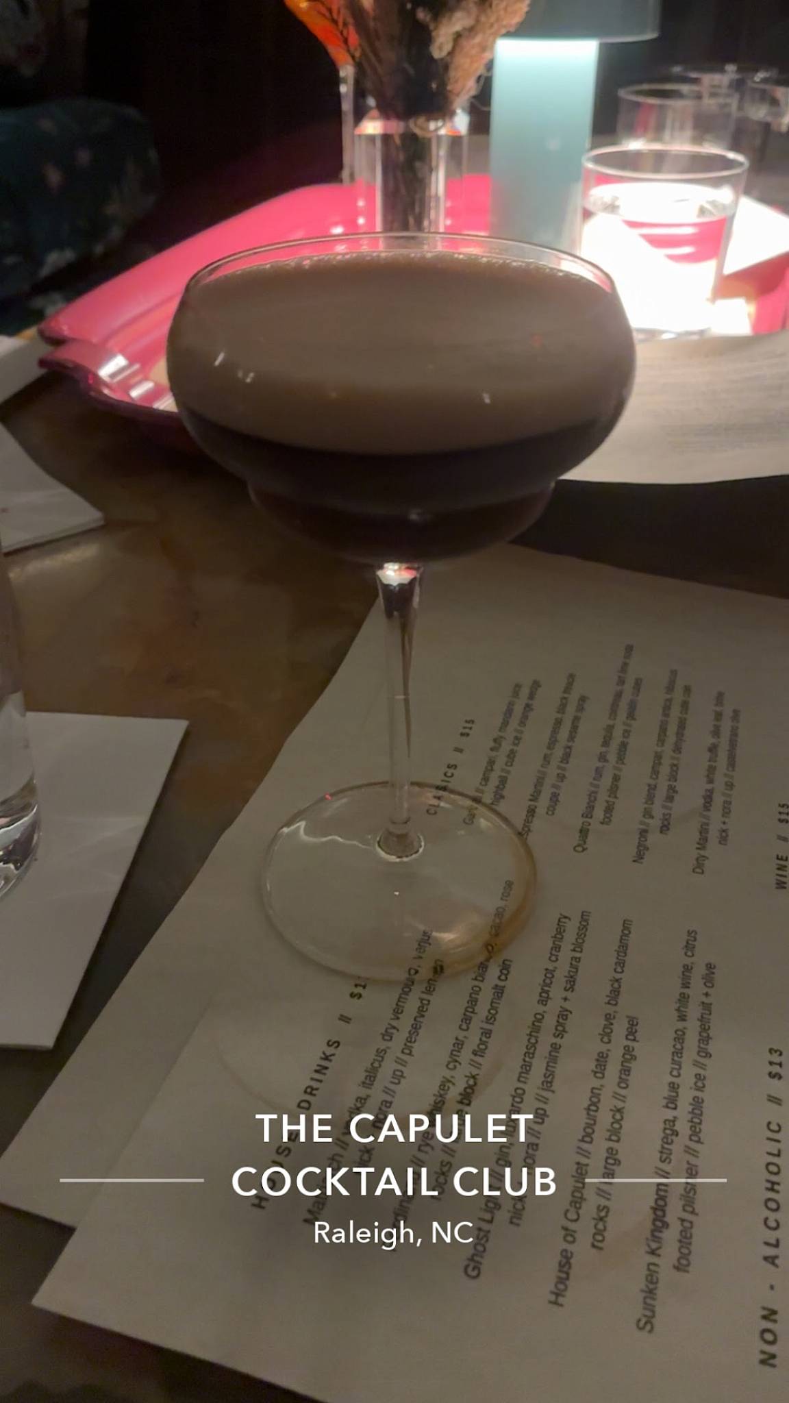 The Capulet Cocktail Club меню
