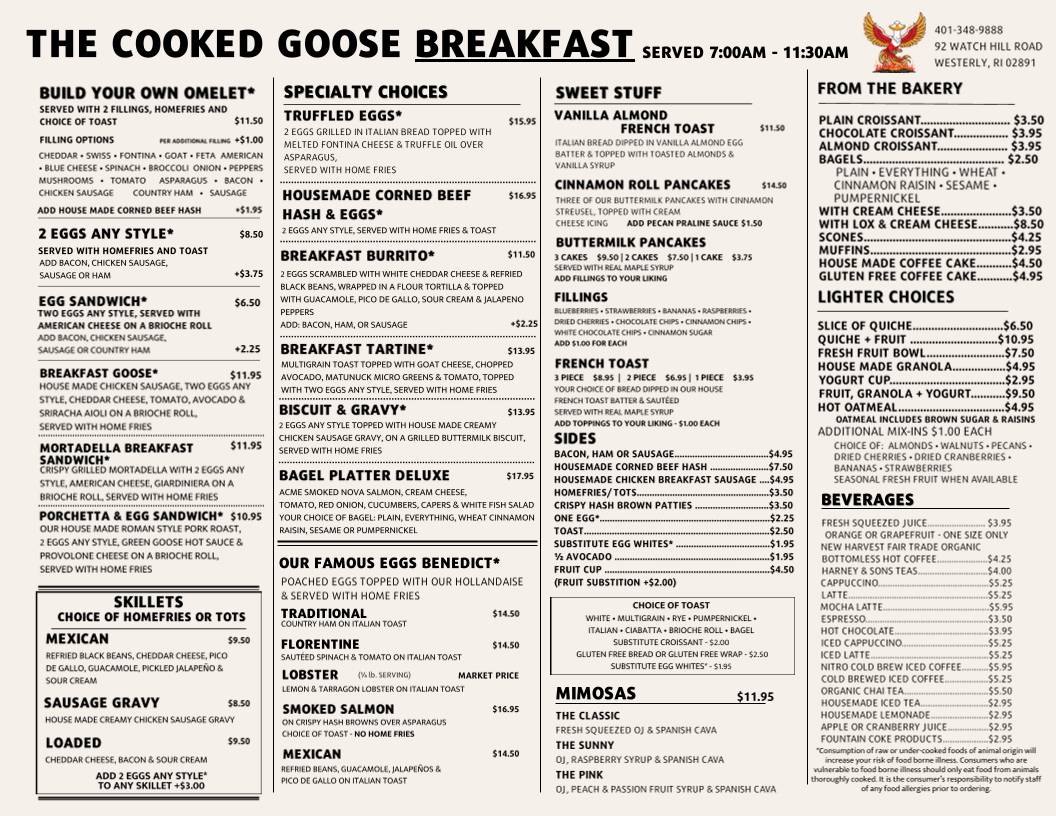The Cooked Goose меню
