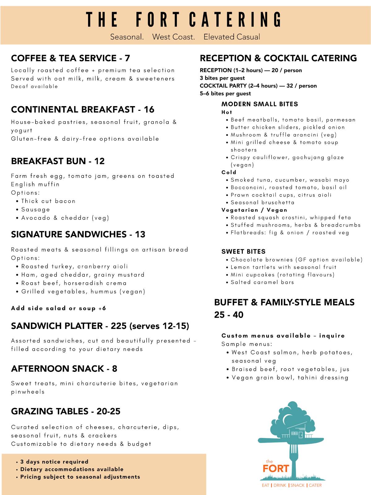 The Fort Cafe меню