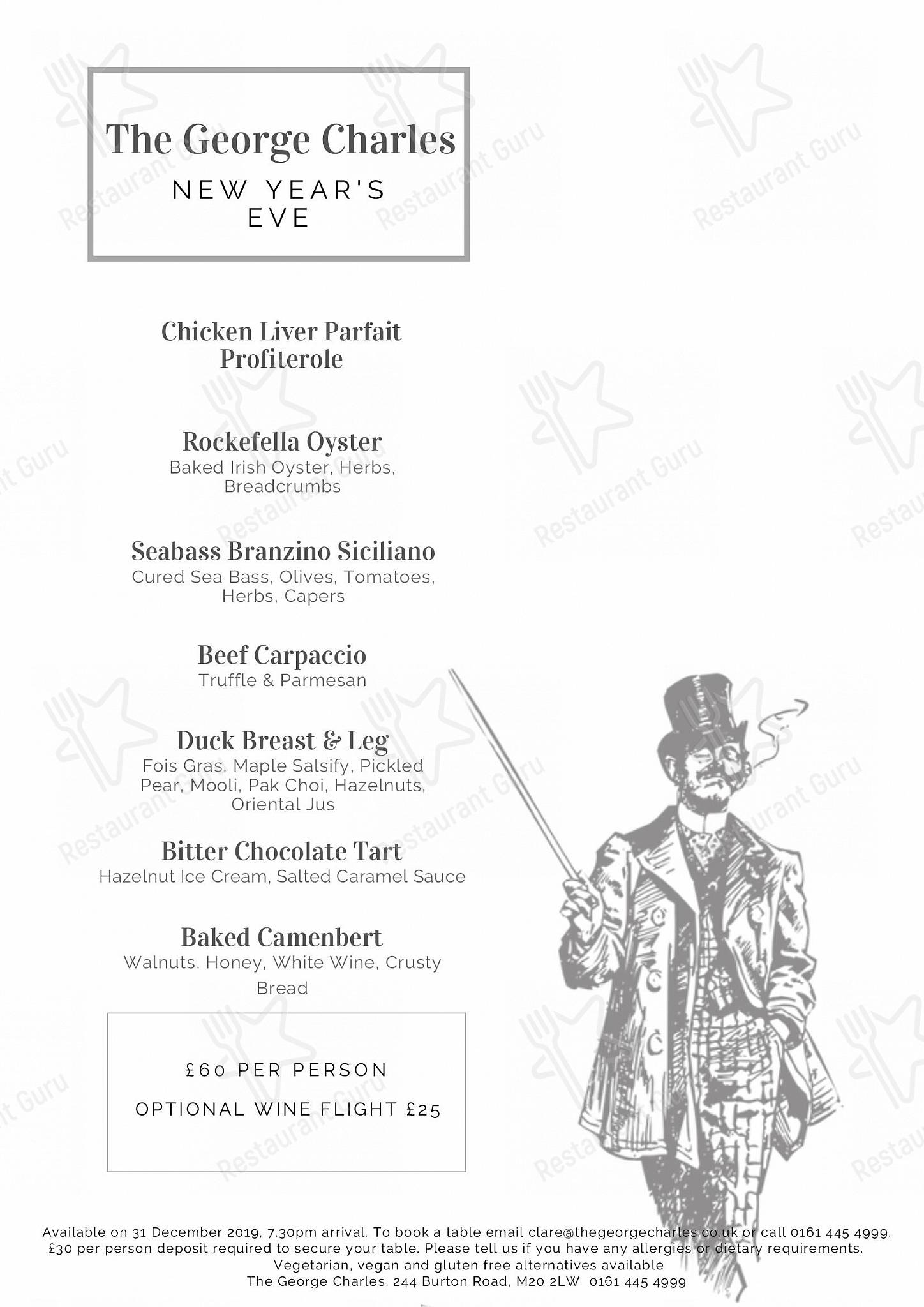 The George Charles в Манчестере - Menu Dinner