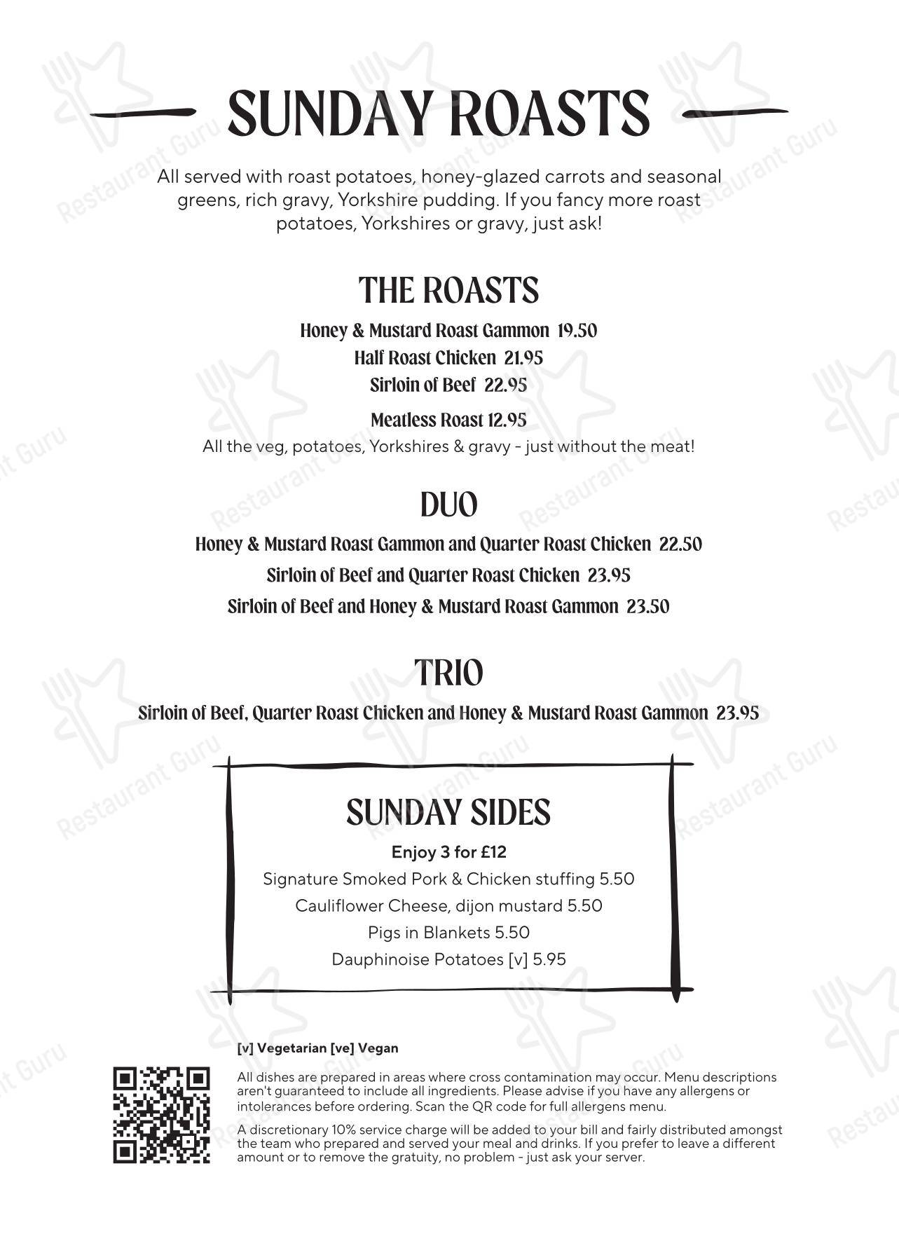 The George Inn в Лонгбридже Деверилл - Lunch Menu