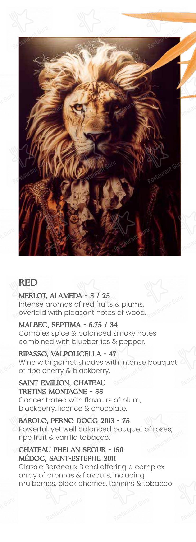 Меню ресторана The George Vaults