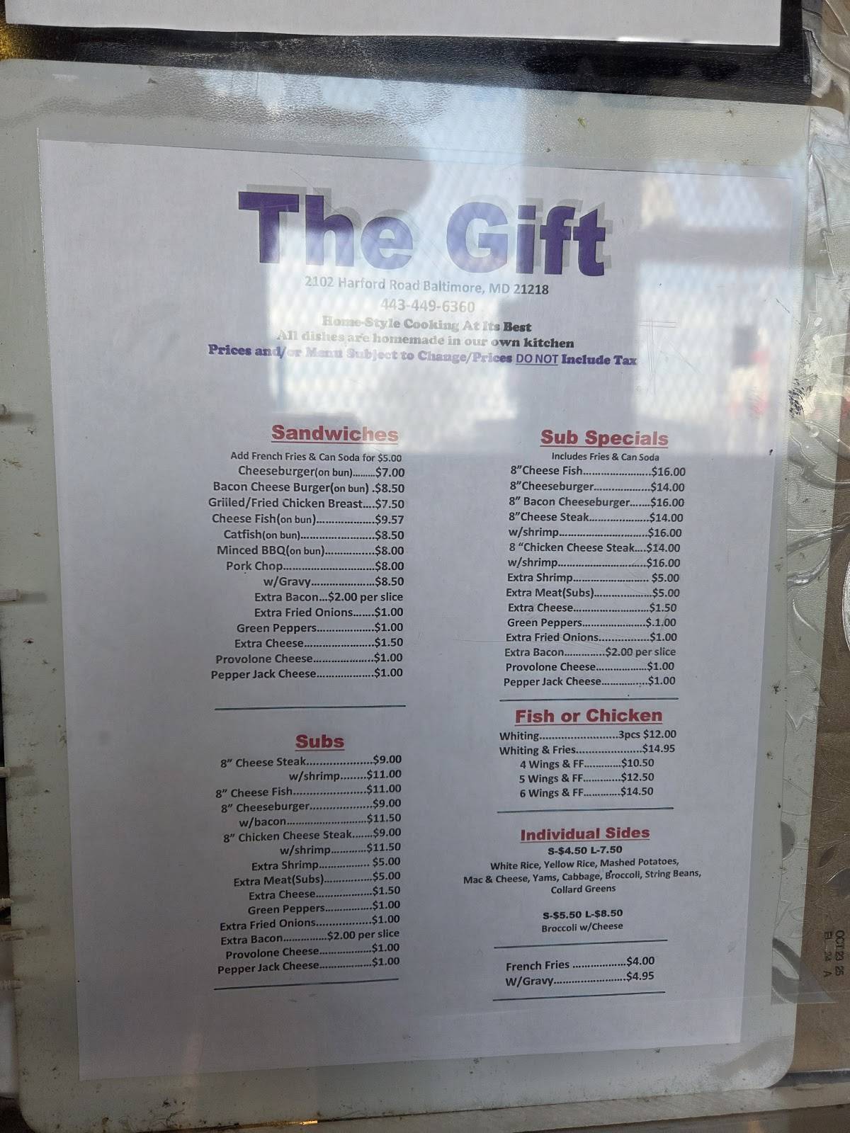 The Gift меню