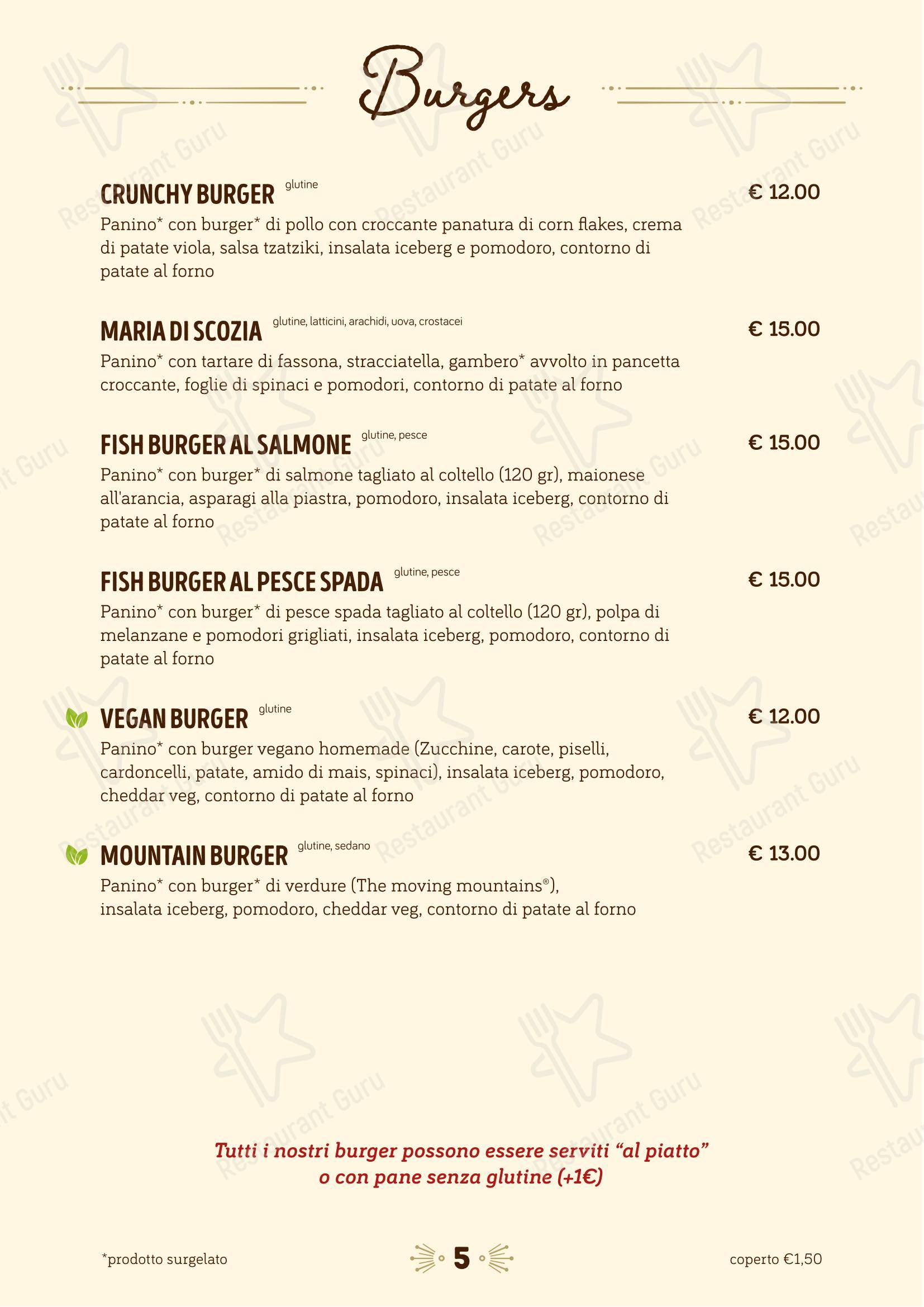 Меню паба и бара The Stuart, Scottish Pub в Бари