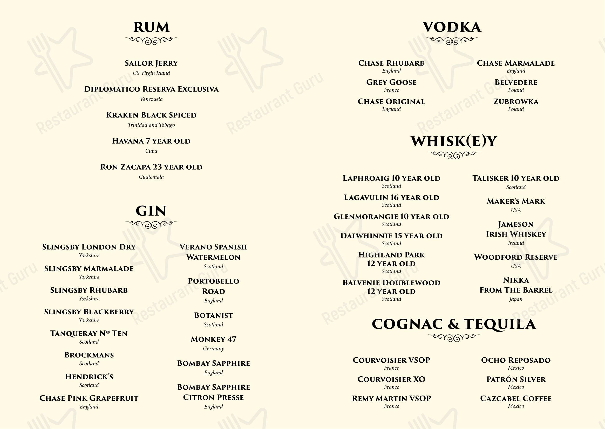 Меню паба и бара The Turkey Inn - Крафт меню