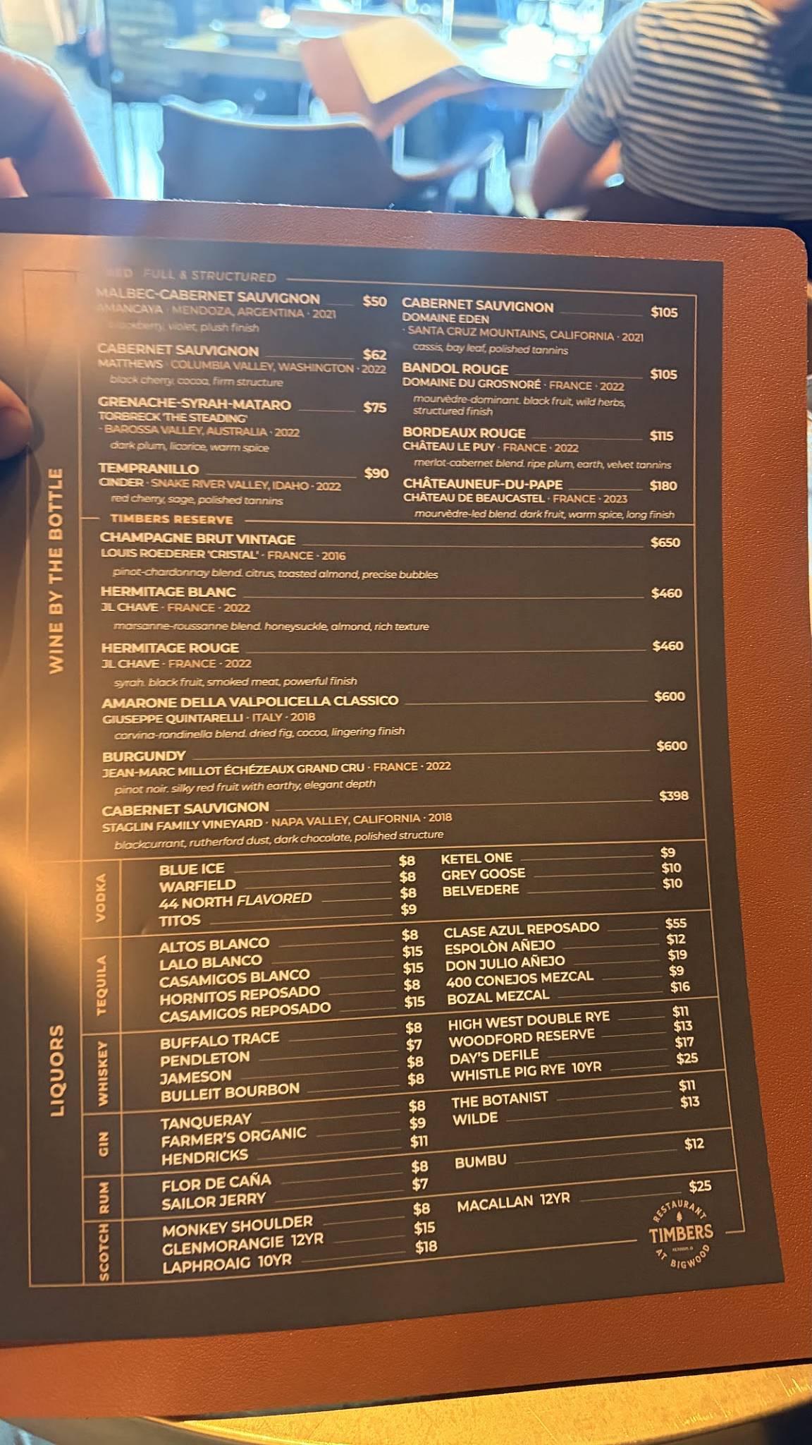 Timbers Restaurant меню