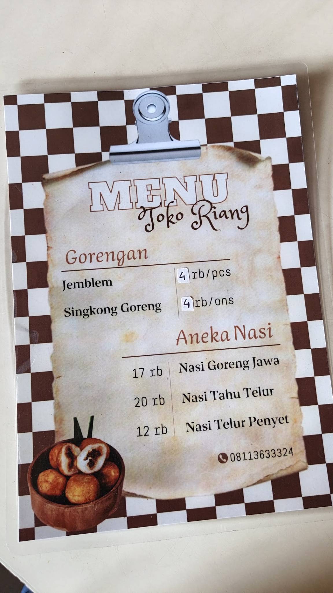 Toko Riang меню