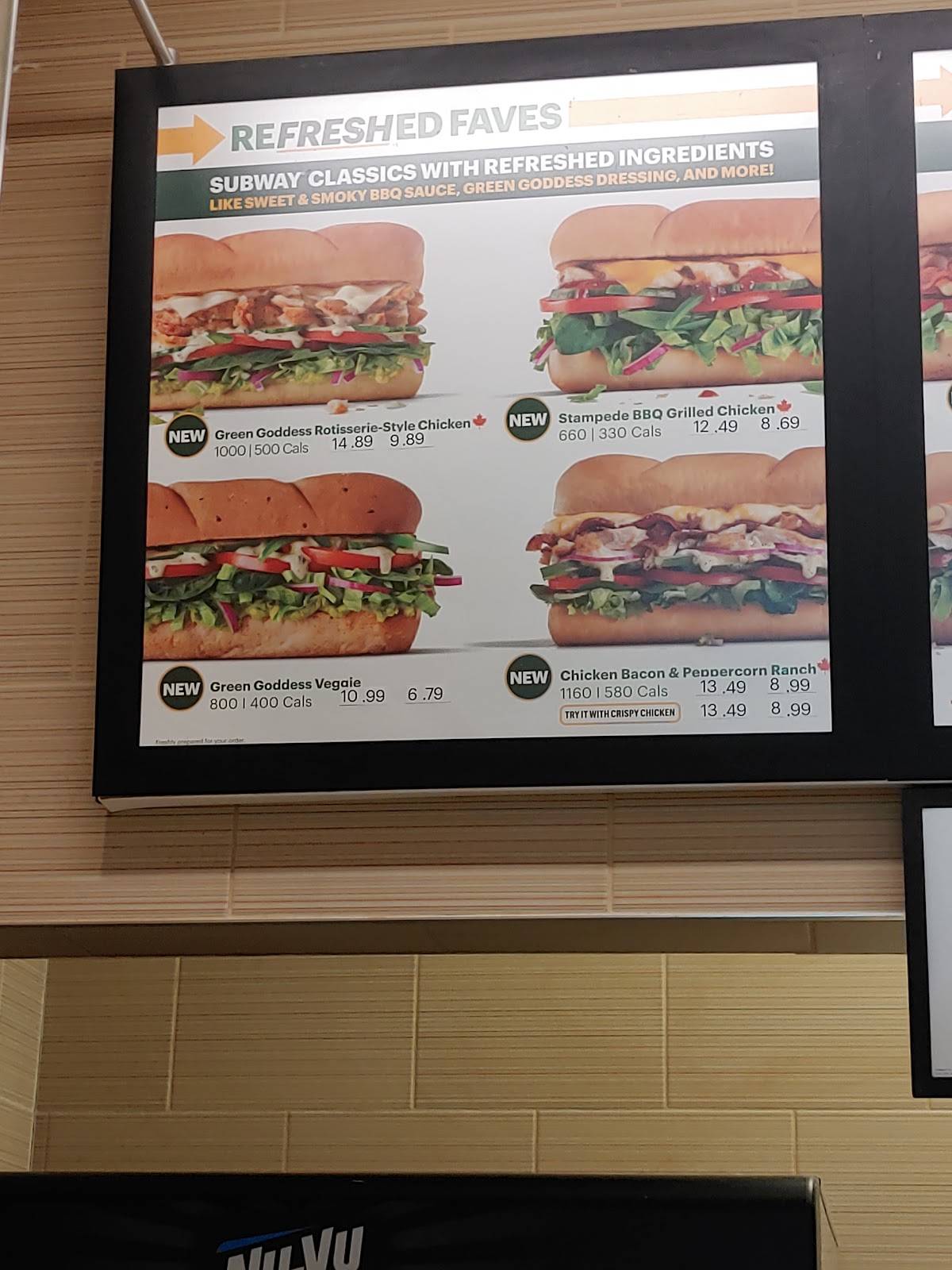 Subway меню