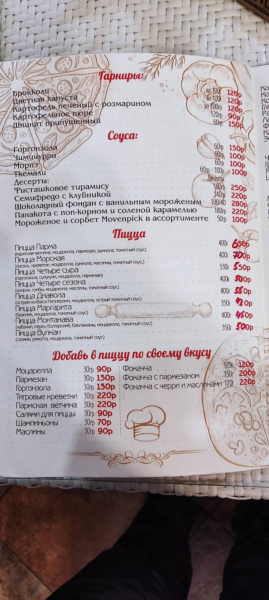 Убогое место фокачча меню