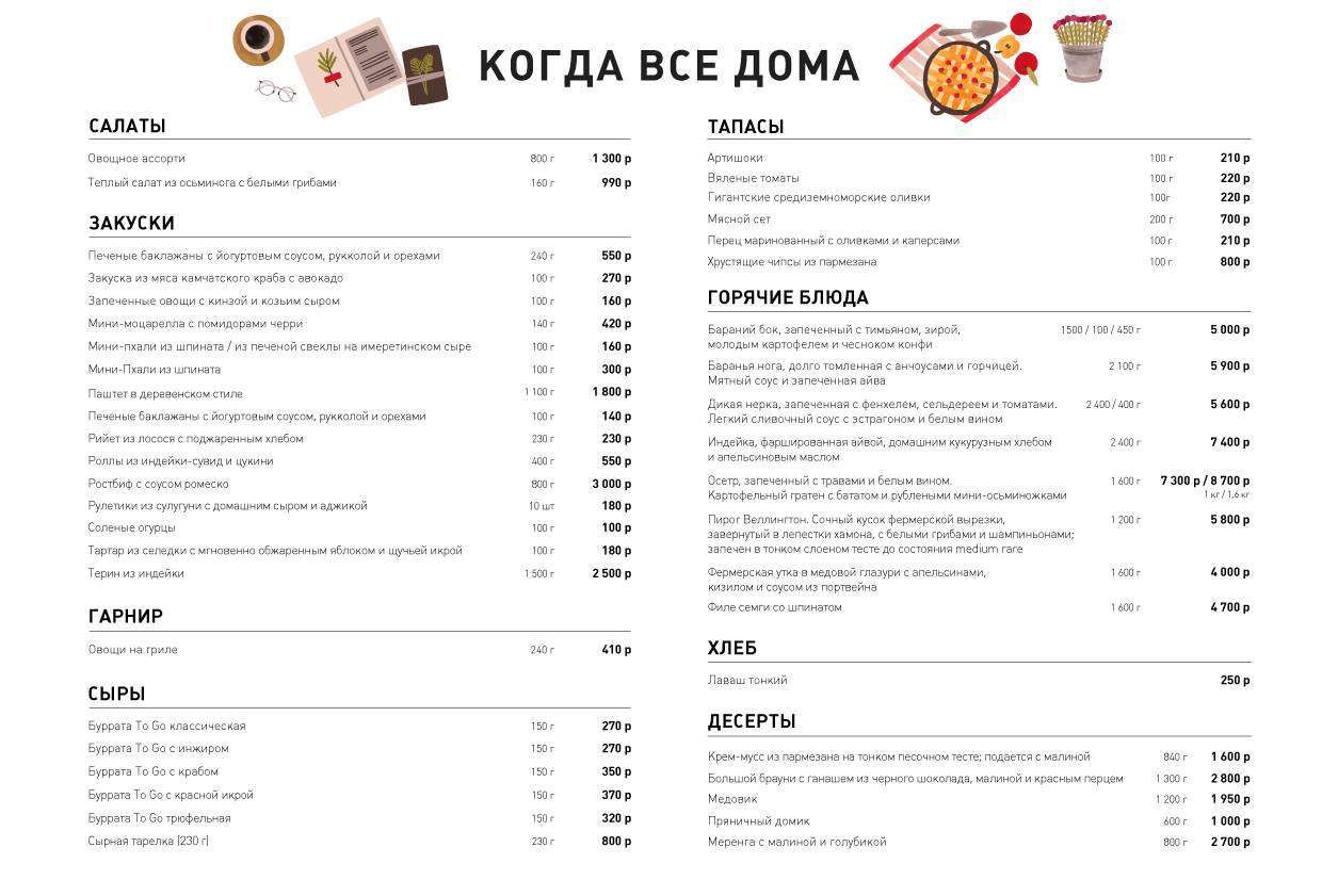 Простые вещи меню