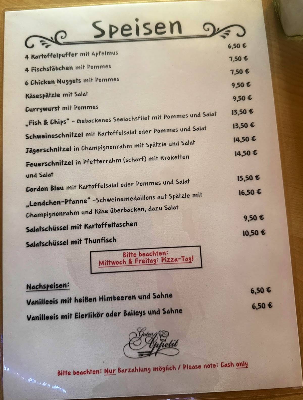 Waldsee Stuben меню