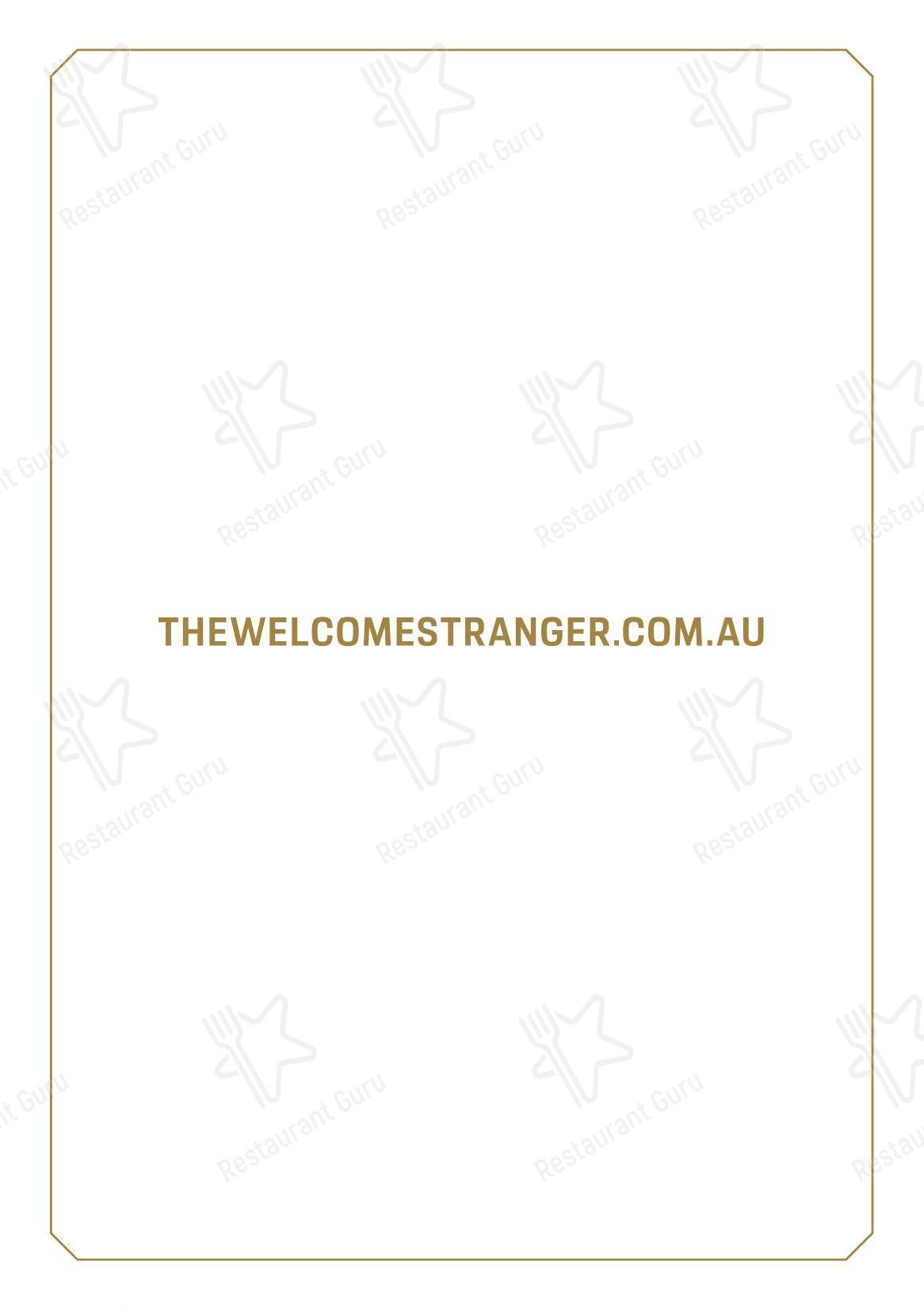 Меню паба и бара Welcome Stranger Hotel - Коктейльная карта