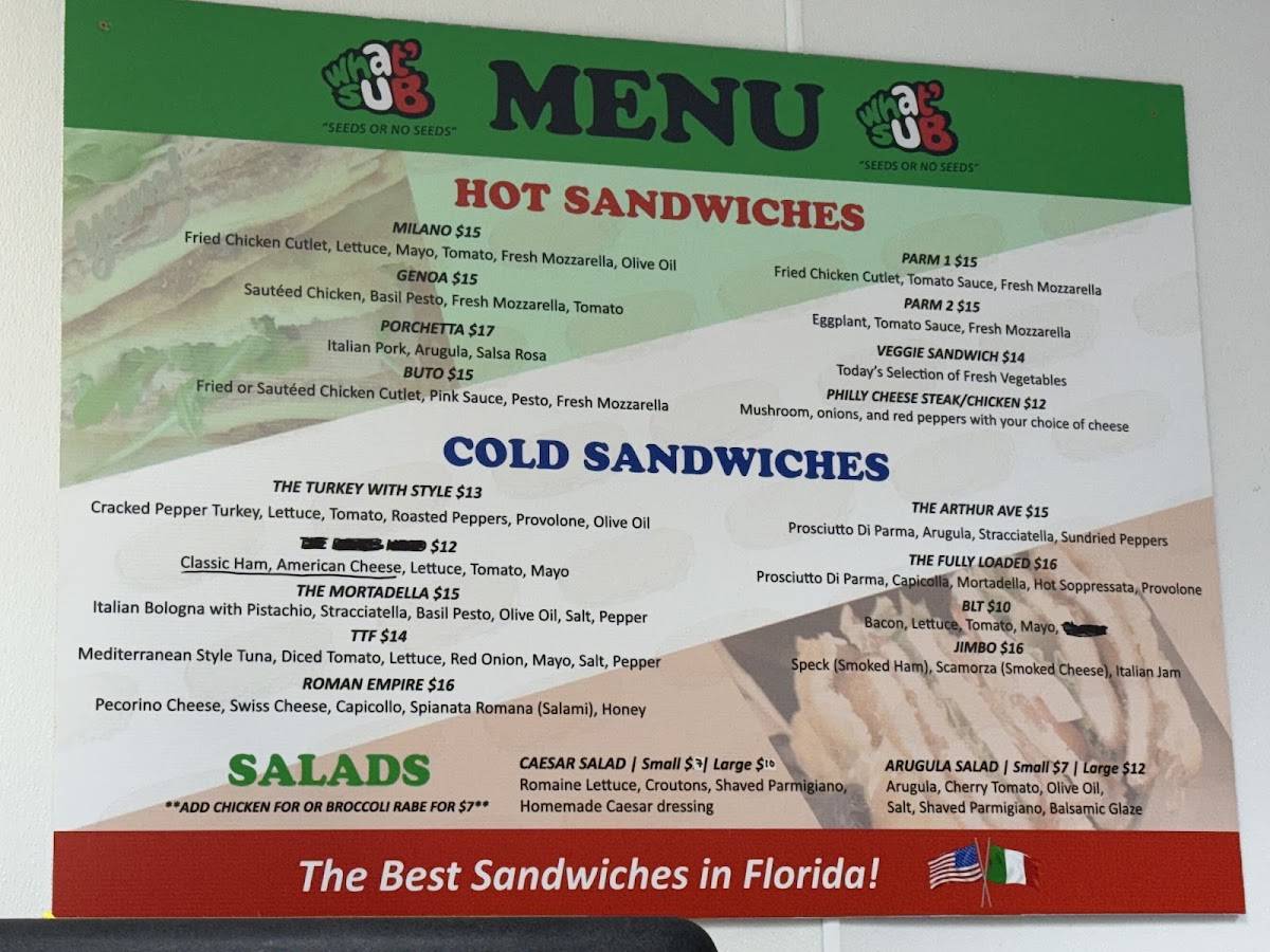 WhatSub Sub Shop - West Boca Raton меню