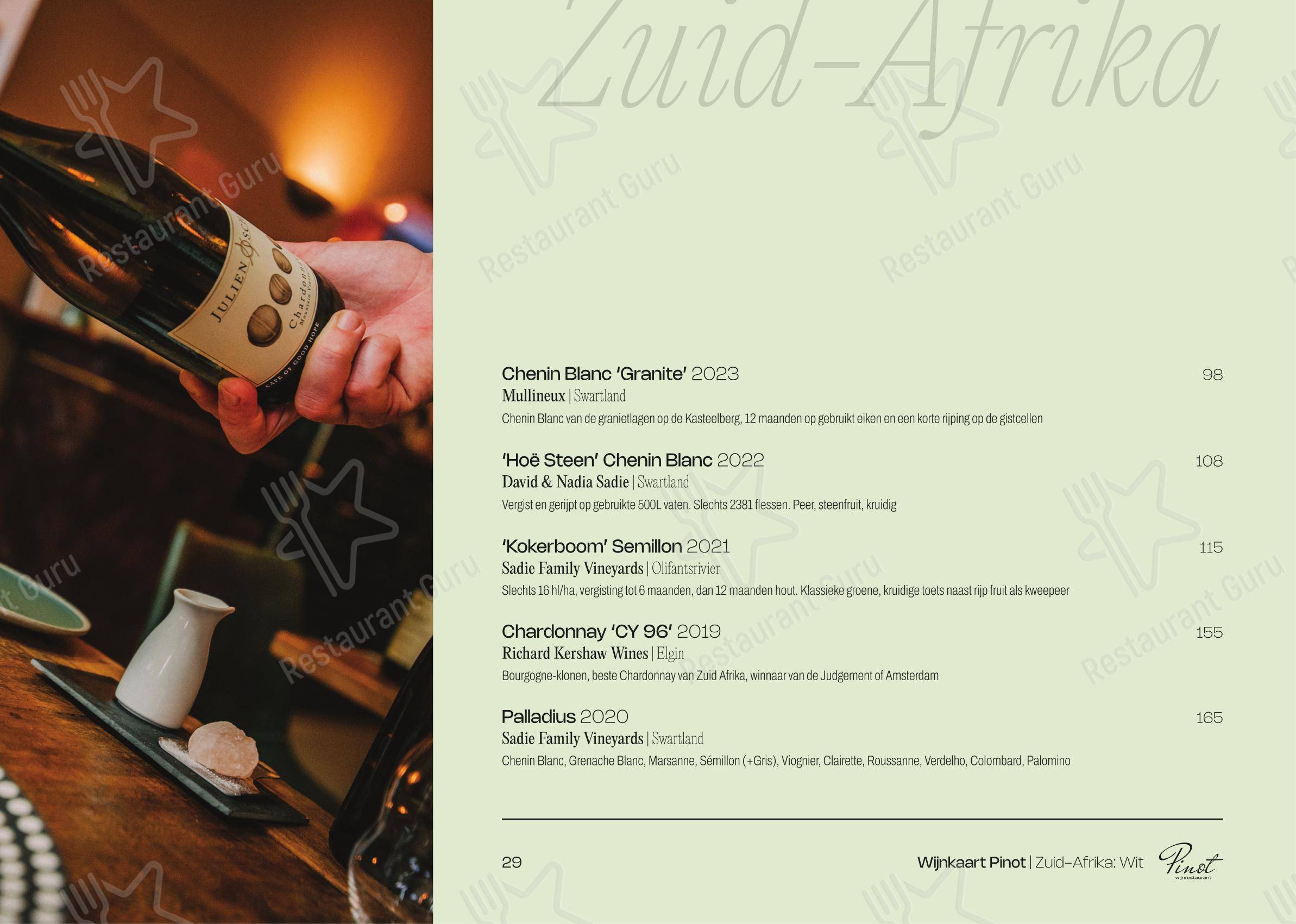 Wijnrestaurant Pinot в Бреде - Меню напитков