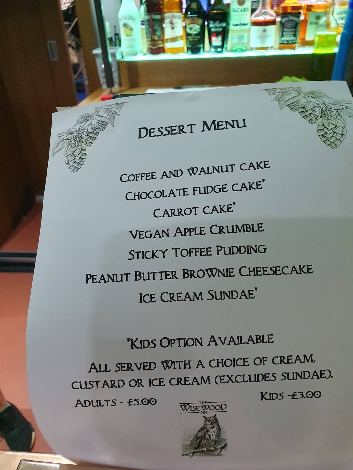 Wisewood Inn меню