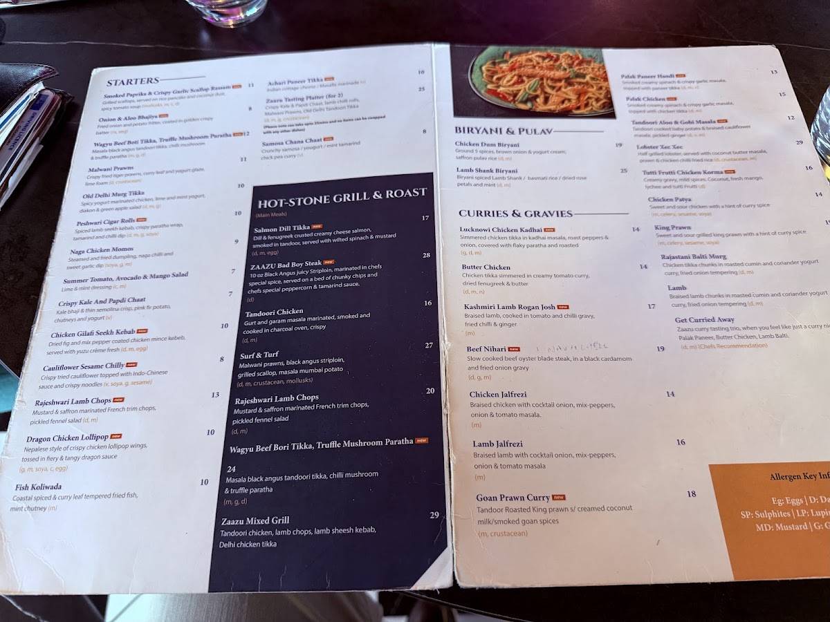Zaazu Restaurant меню