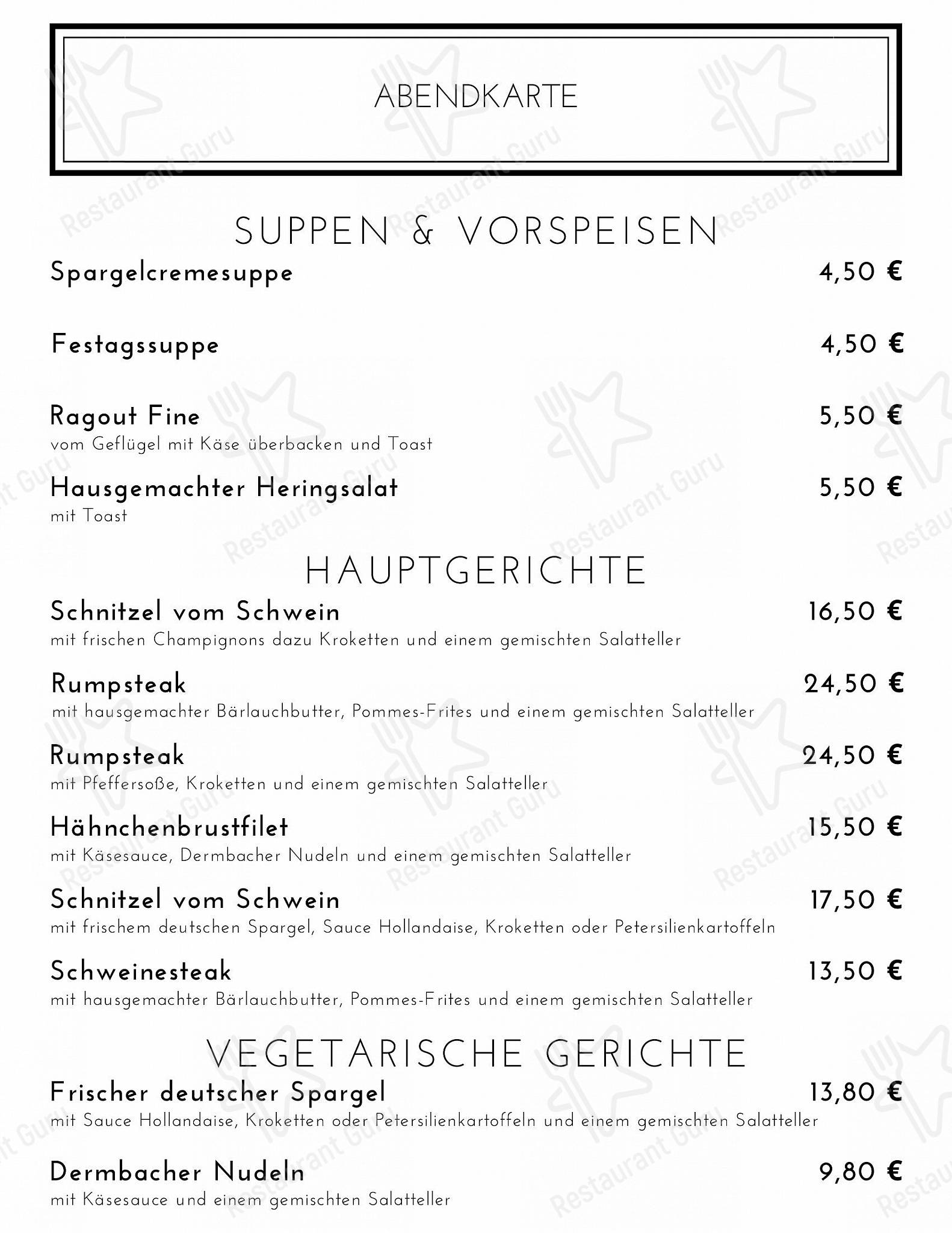 Group Booking Menu кафе Hotel & Gaststätte Zum Rhönpaulus в Дермбахе