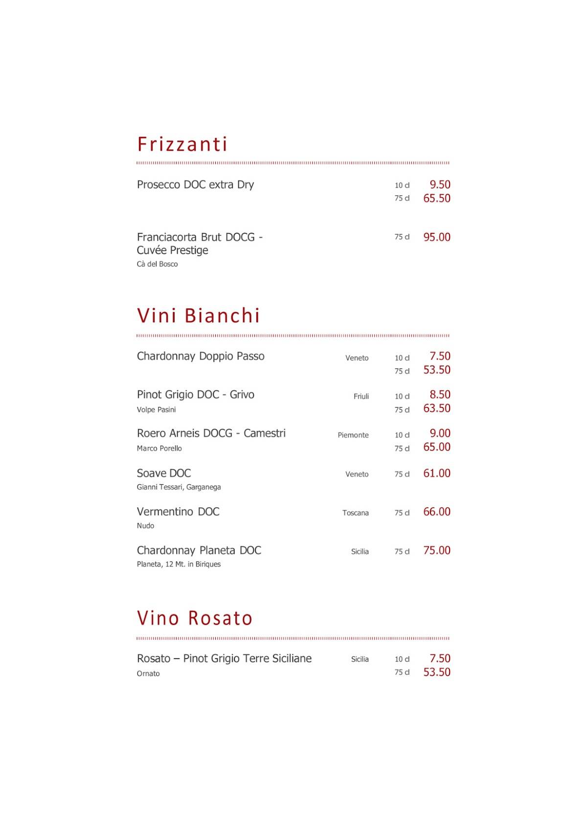 Cucina Niederdorf меню