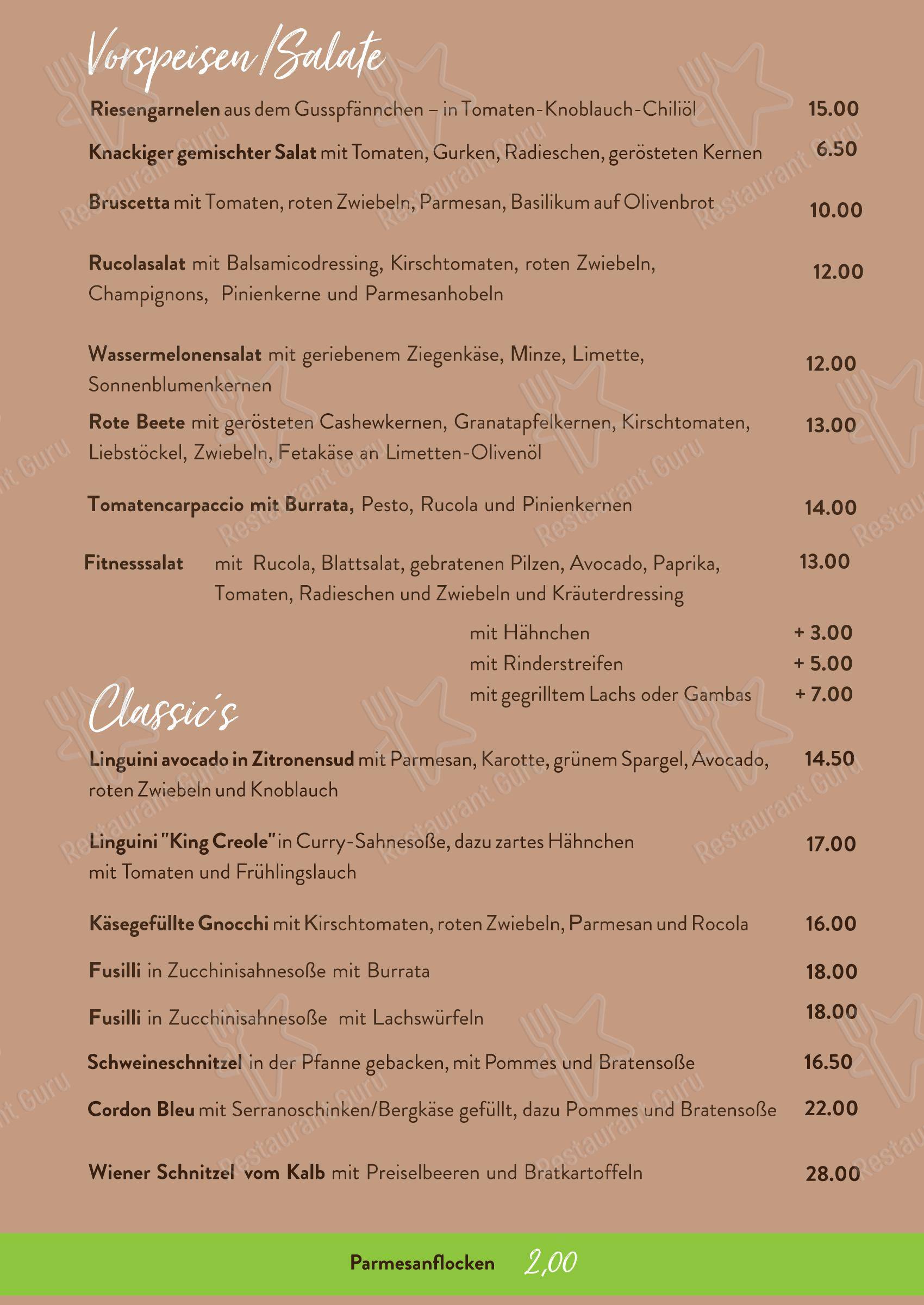Меню напитков паба и бара avocado restaurant в Раштатте