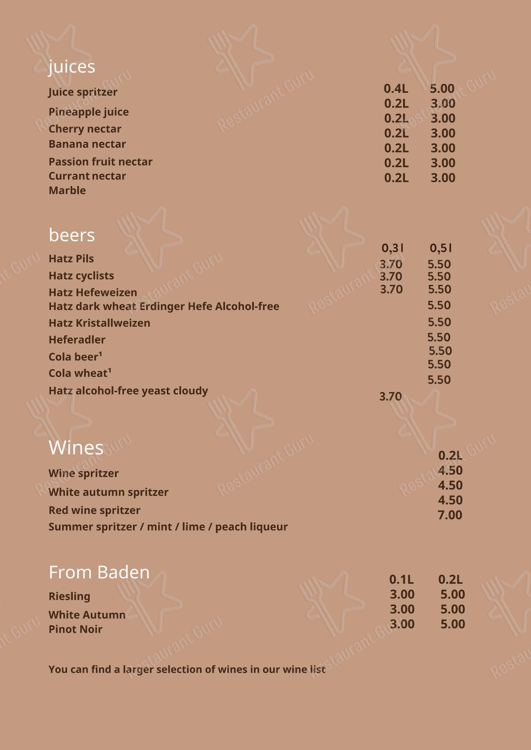 avocado restaurant в Раштатте - 菜单