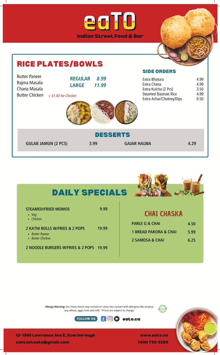eaTO- Indian Street Food меню