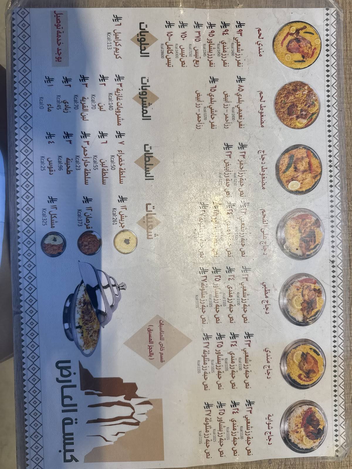 كبسة العارض меню