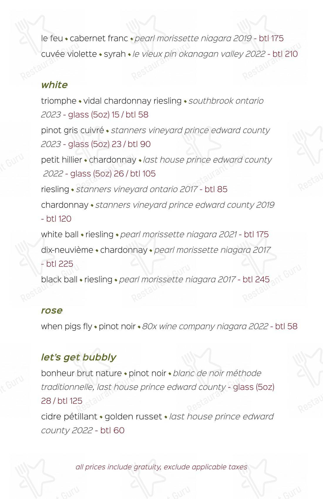 Lunch Menu паба и бара louf