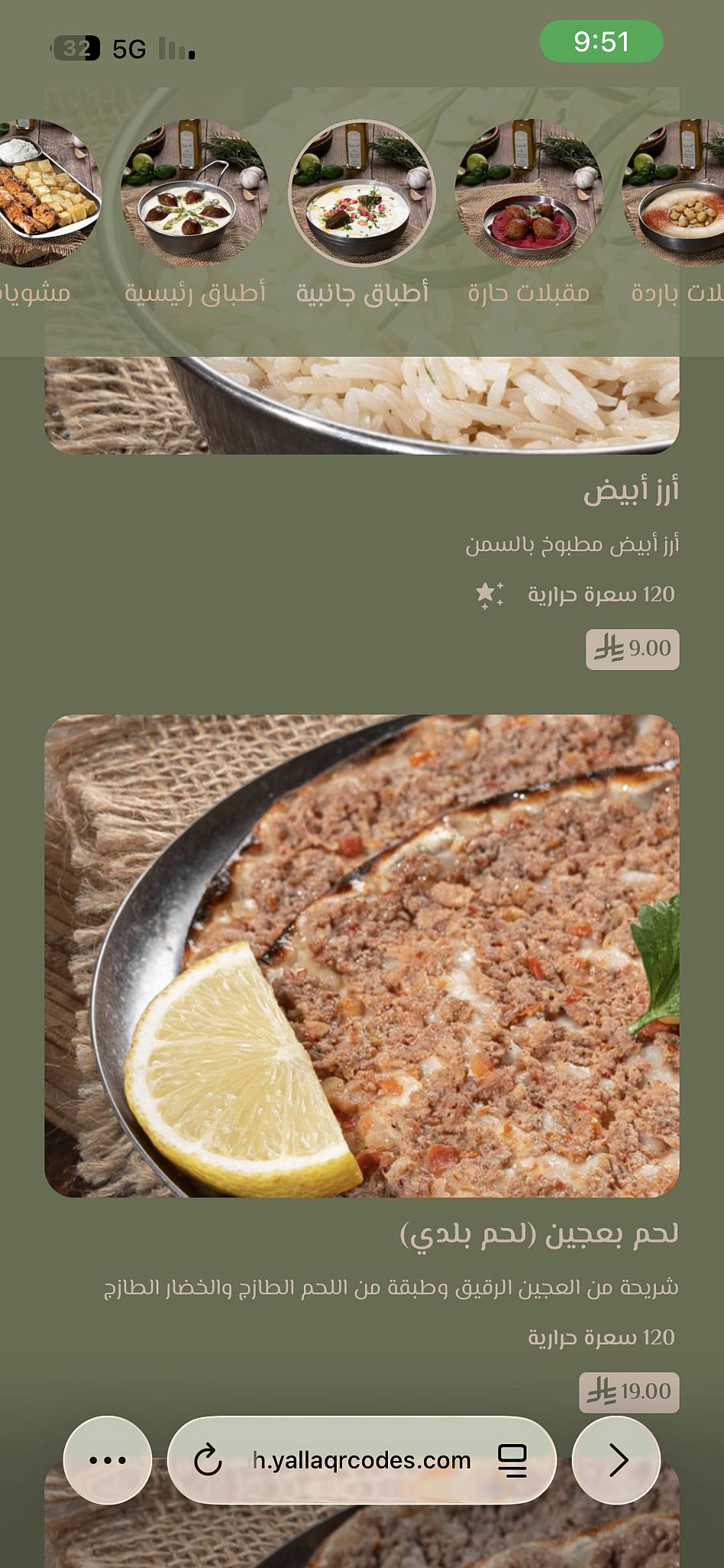 نملية меню