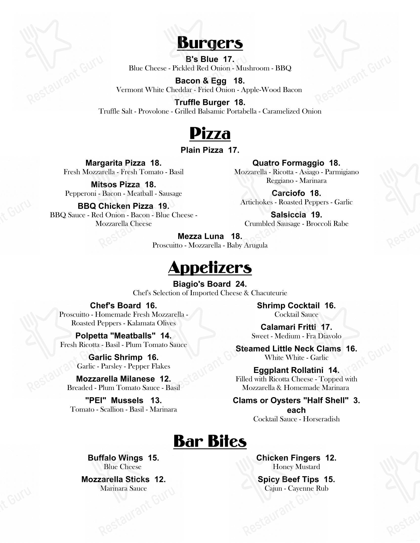 Biagio’s Ristorante в Парамусе - Меню