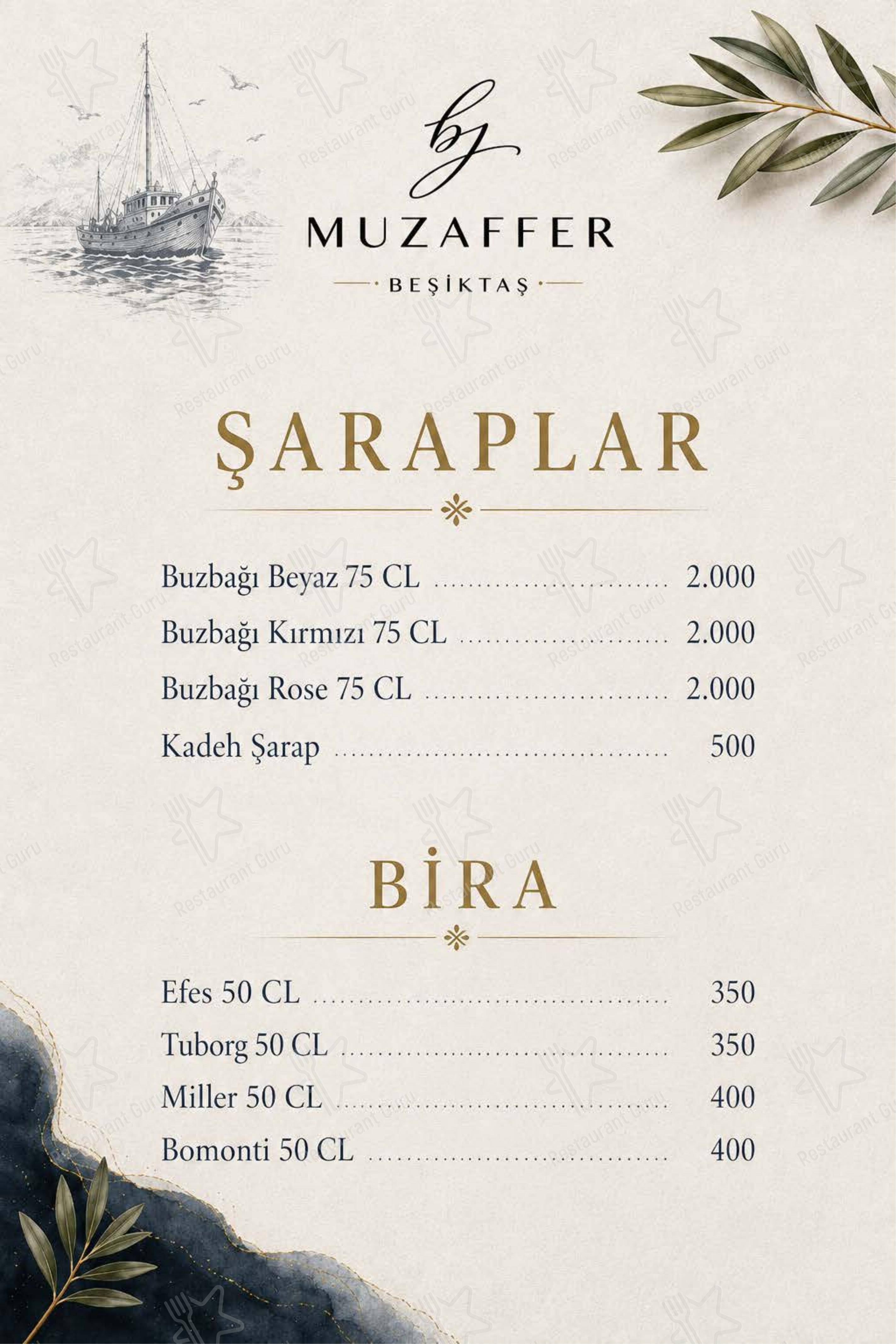 Меню ресторана Bymuzaffer Beşiktaş в Стамбуле
