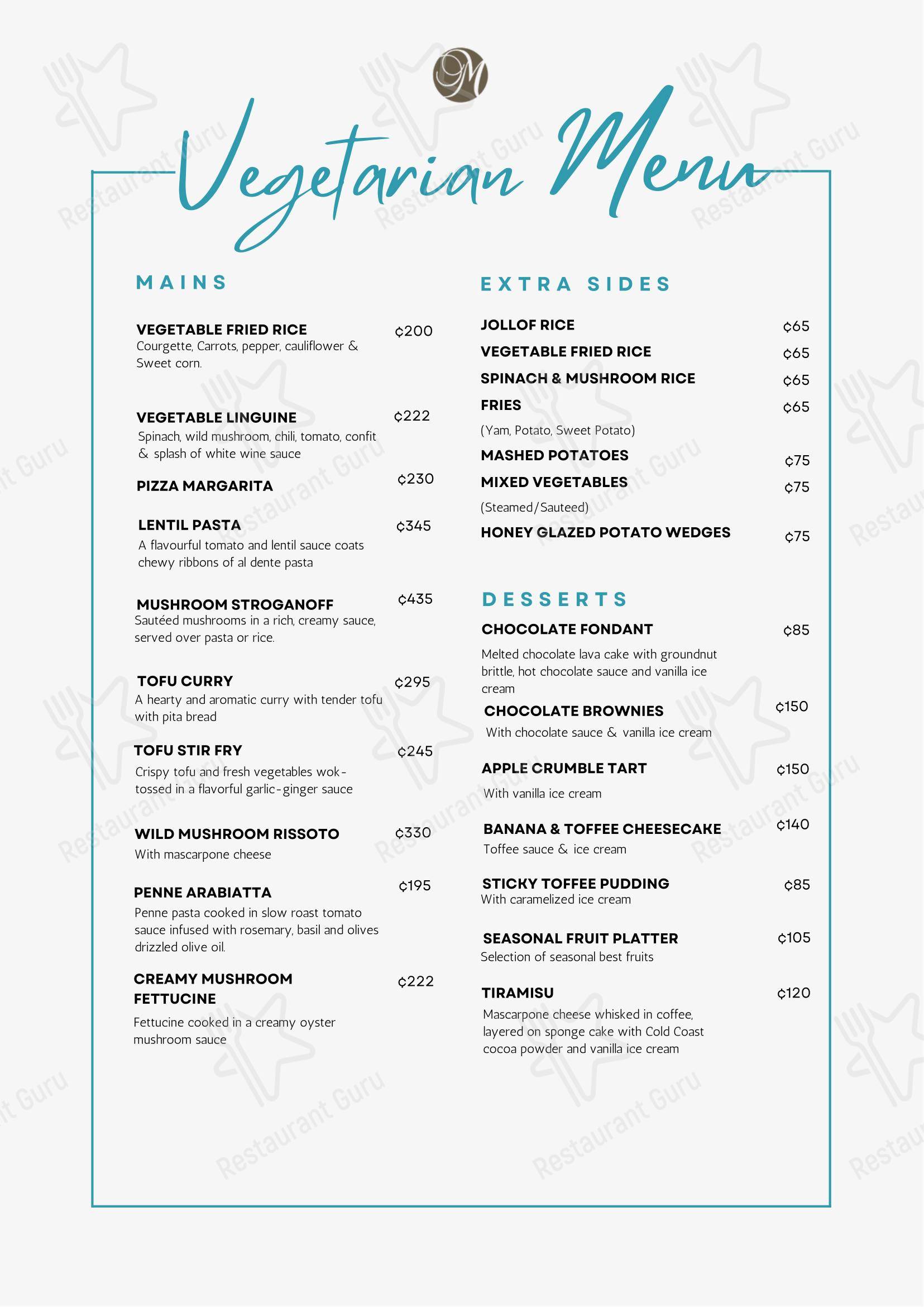 Меню напитков ресторана Chapter One Restaurant