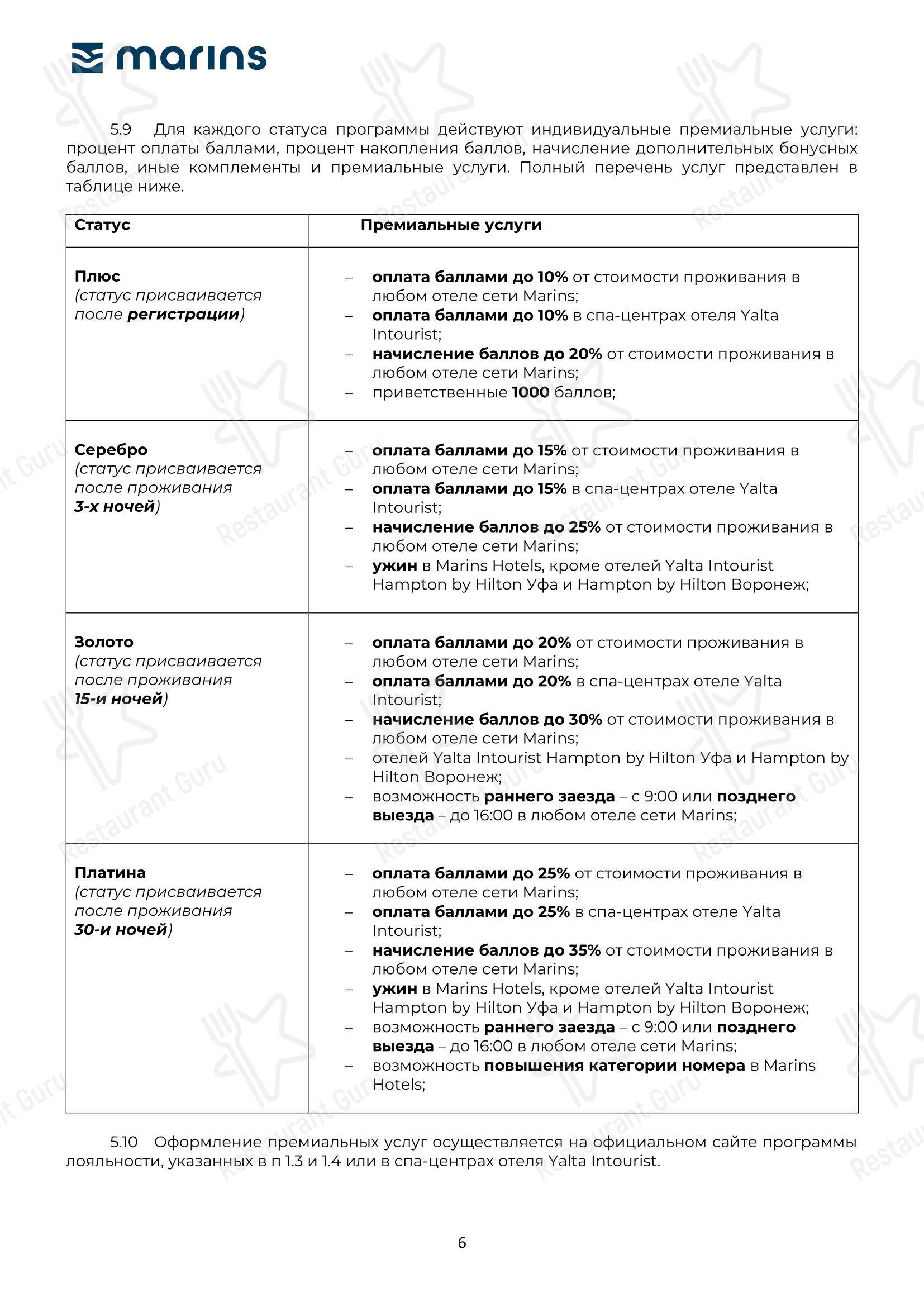 Меню ресторана Cinema - Меню напитков