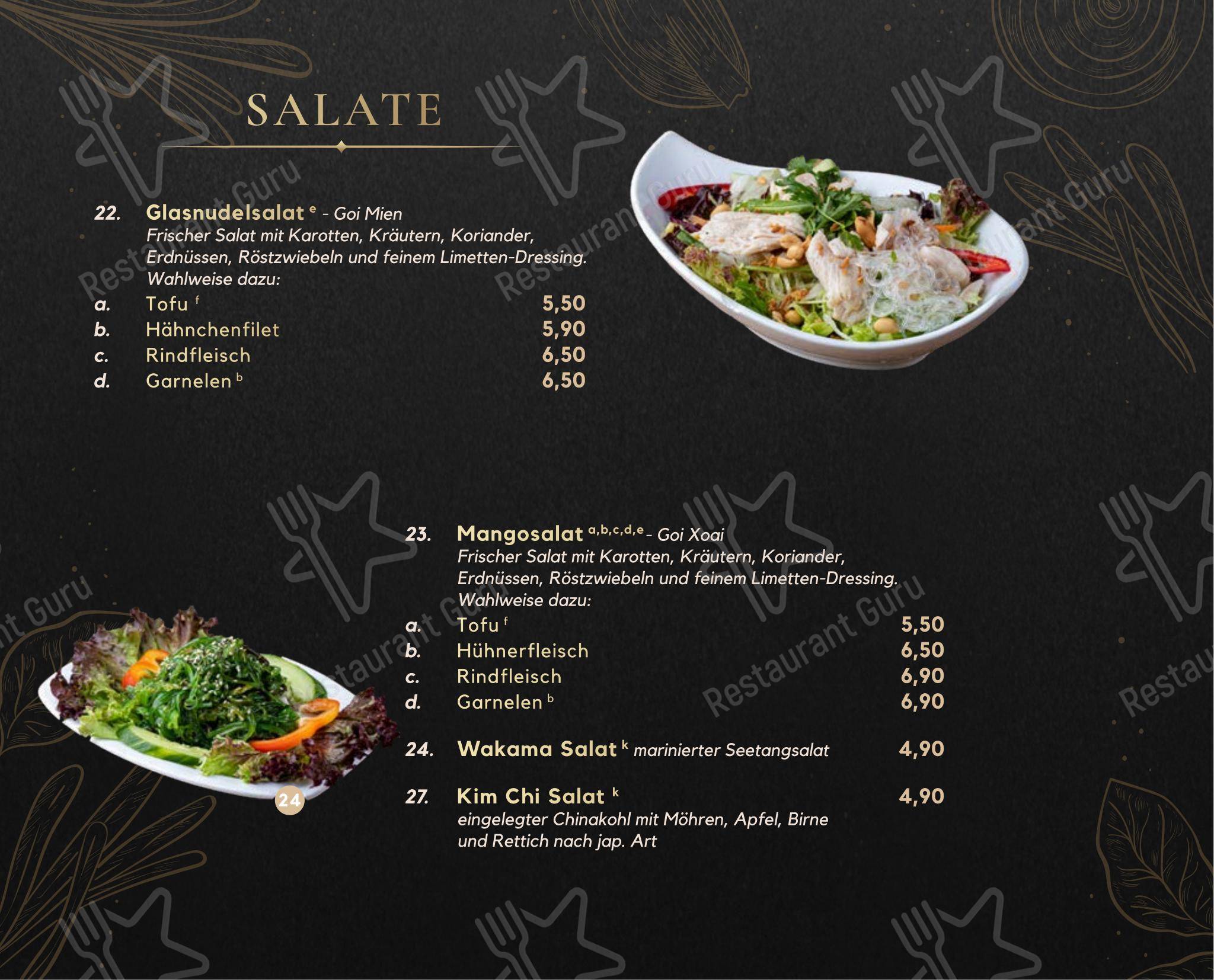 Меню ресторана Cubi Restaurant в Берлине