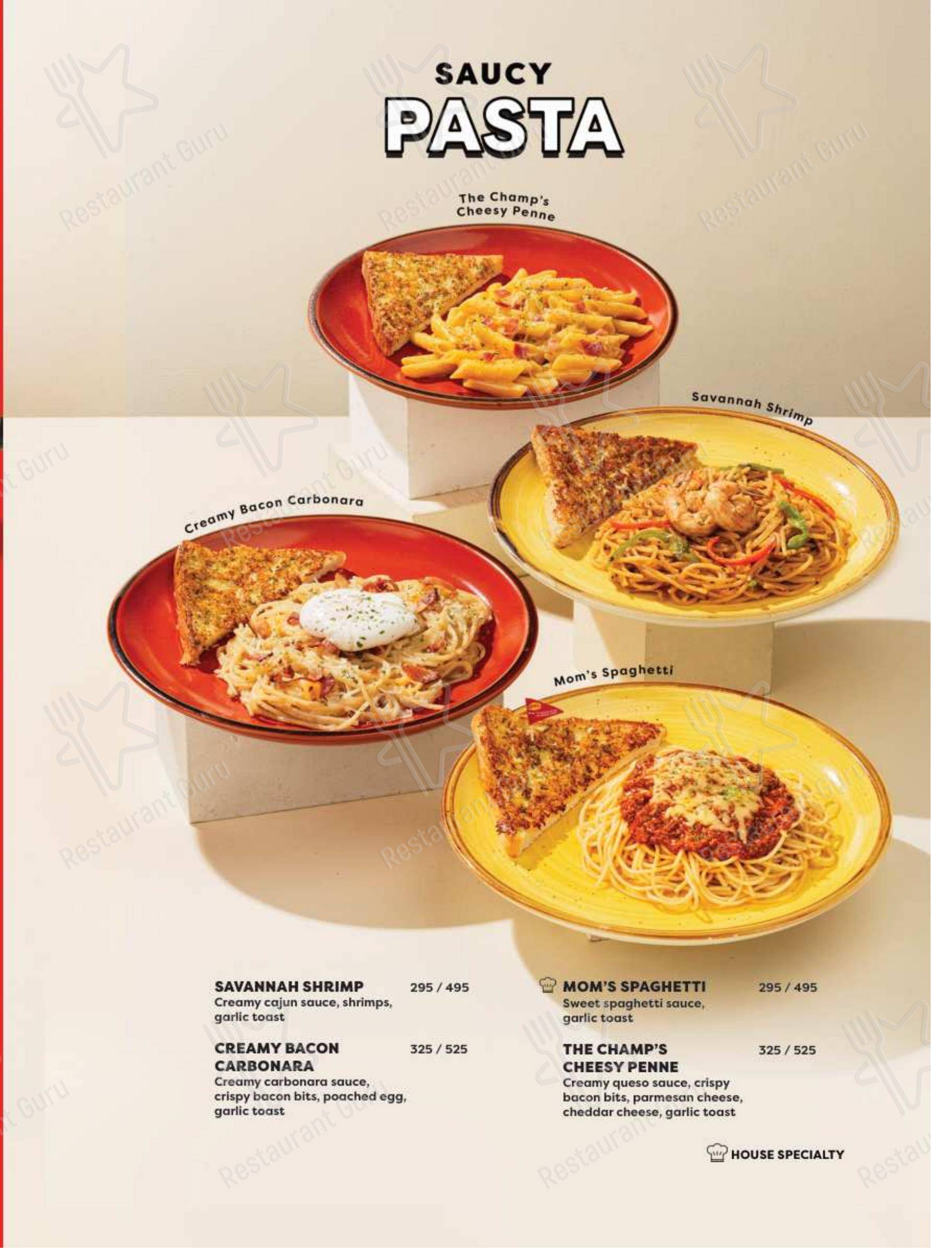 Меню ресторана Denny's в Санта-Росе