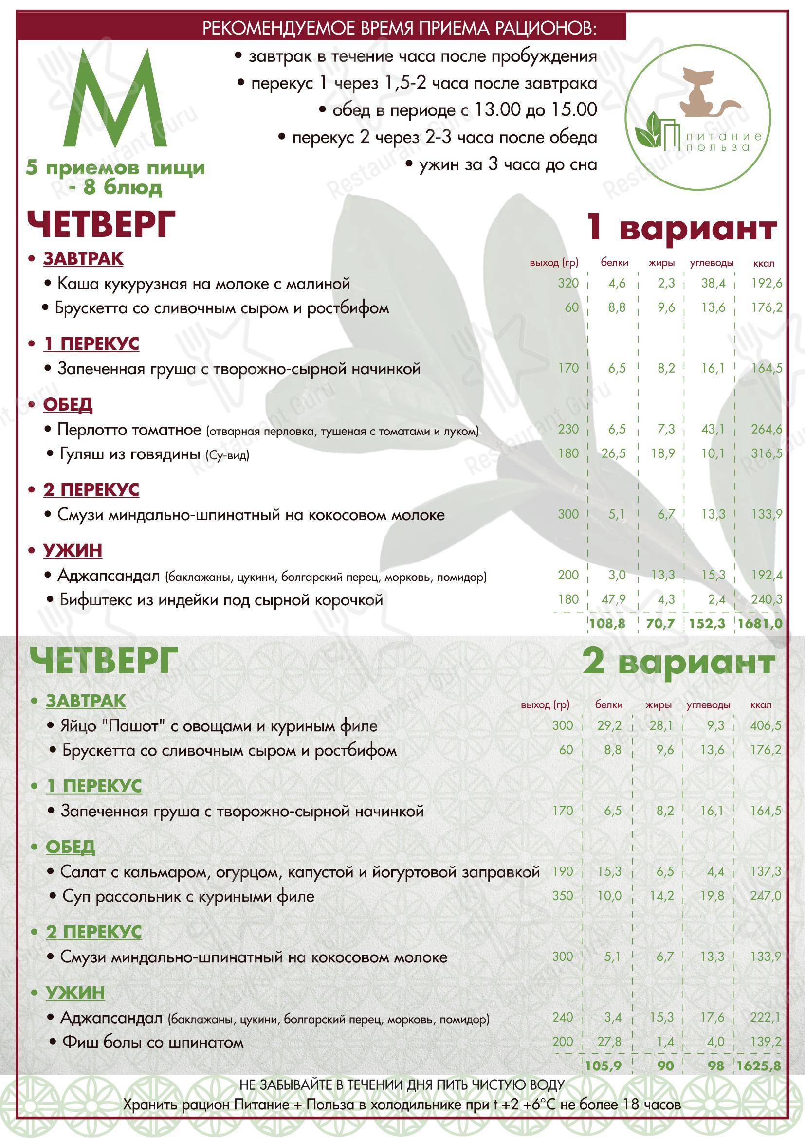Котофей в Абакане - Меню напитков