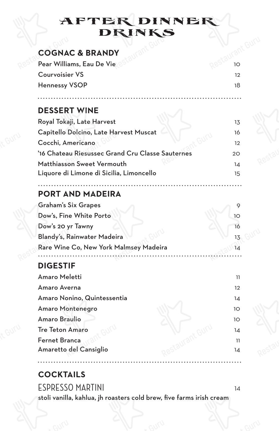LOCAL restaurant в Далласе - Основное меню