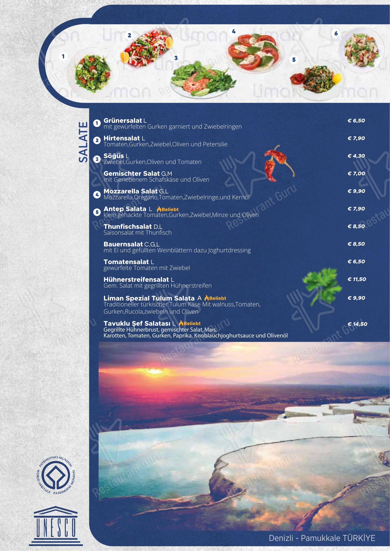 Меню напитков ресторана Liman Restaurant Wien