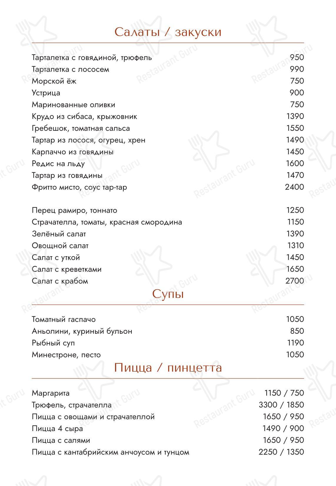Крафт меню ресторана Londri в Москве
