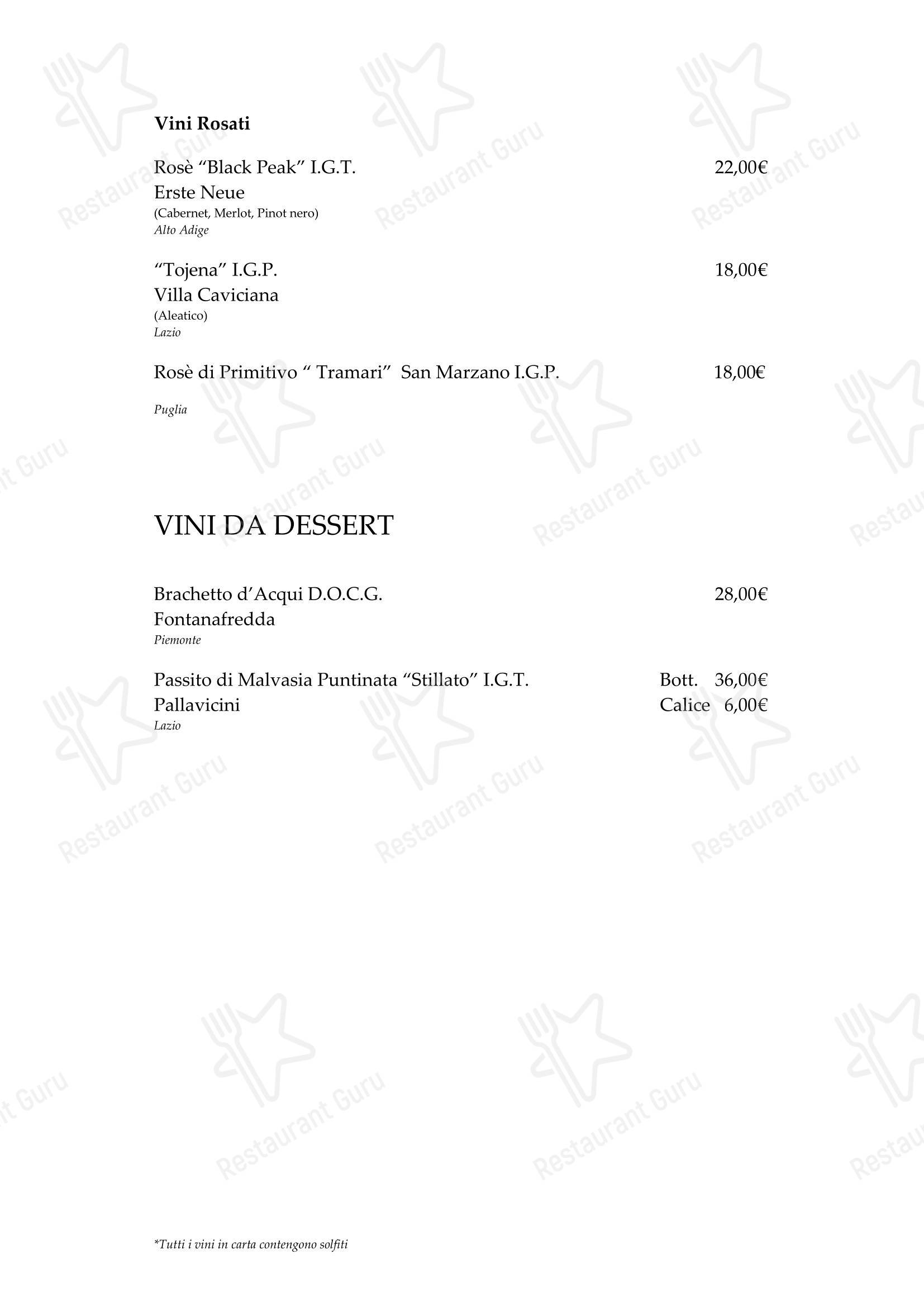 Momart в Риме - Dinner Menu