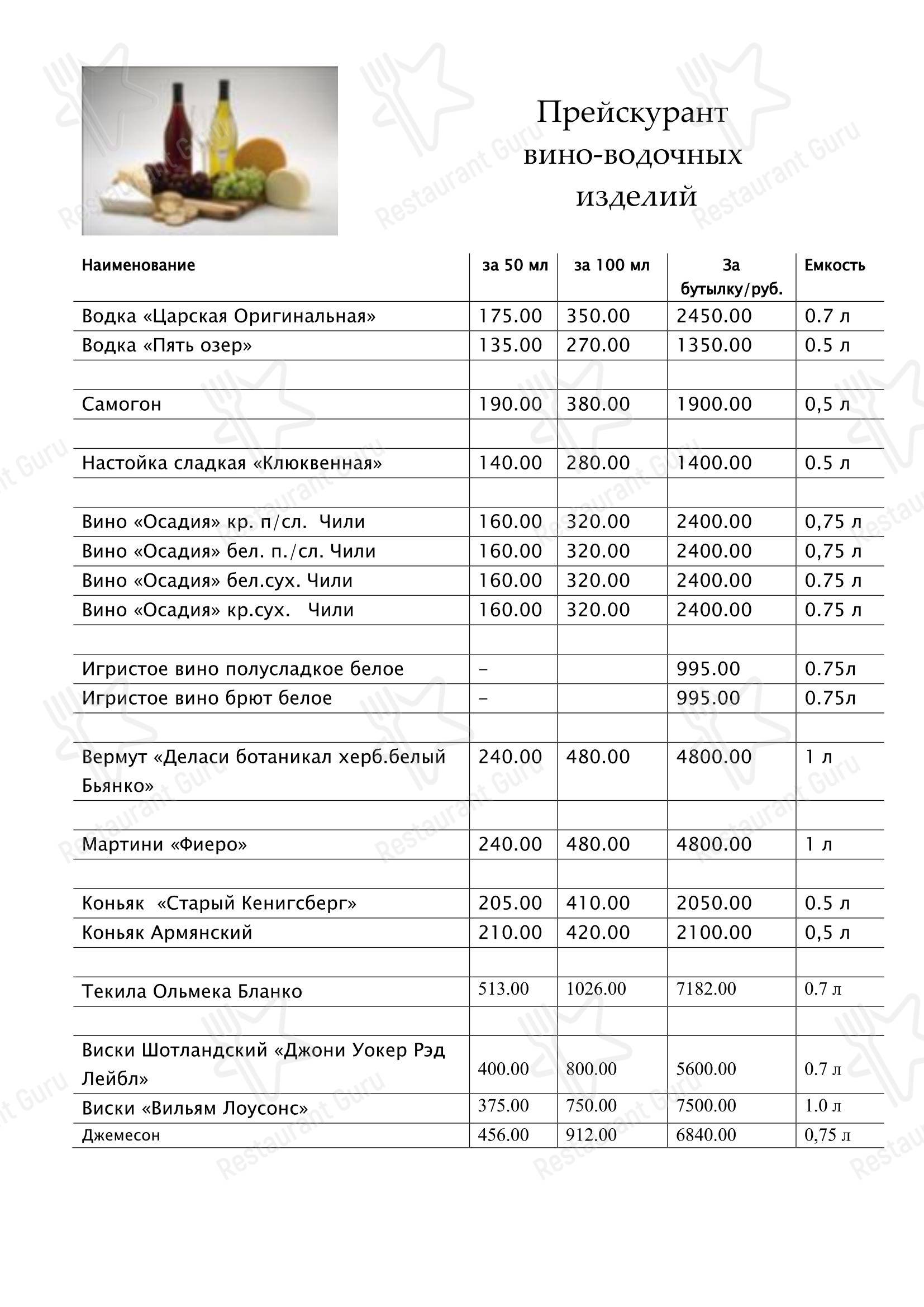 Wine Menu кафе На всю Ивановскую в Санкт-Петербурге
