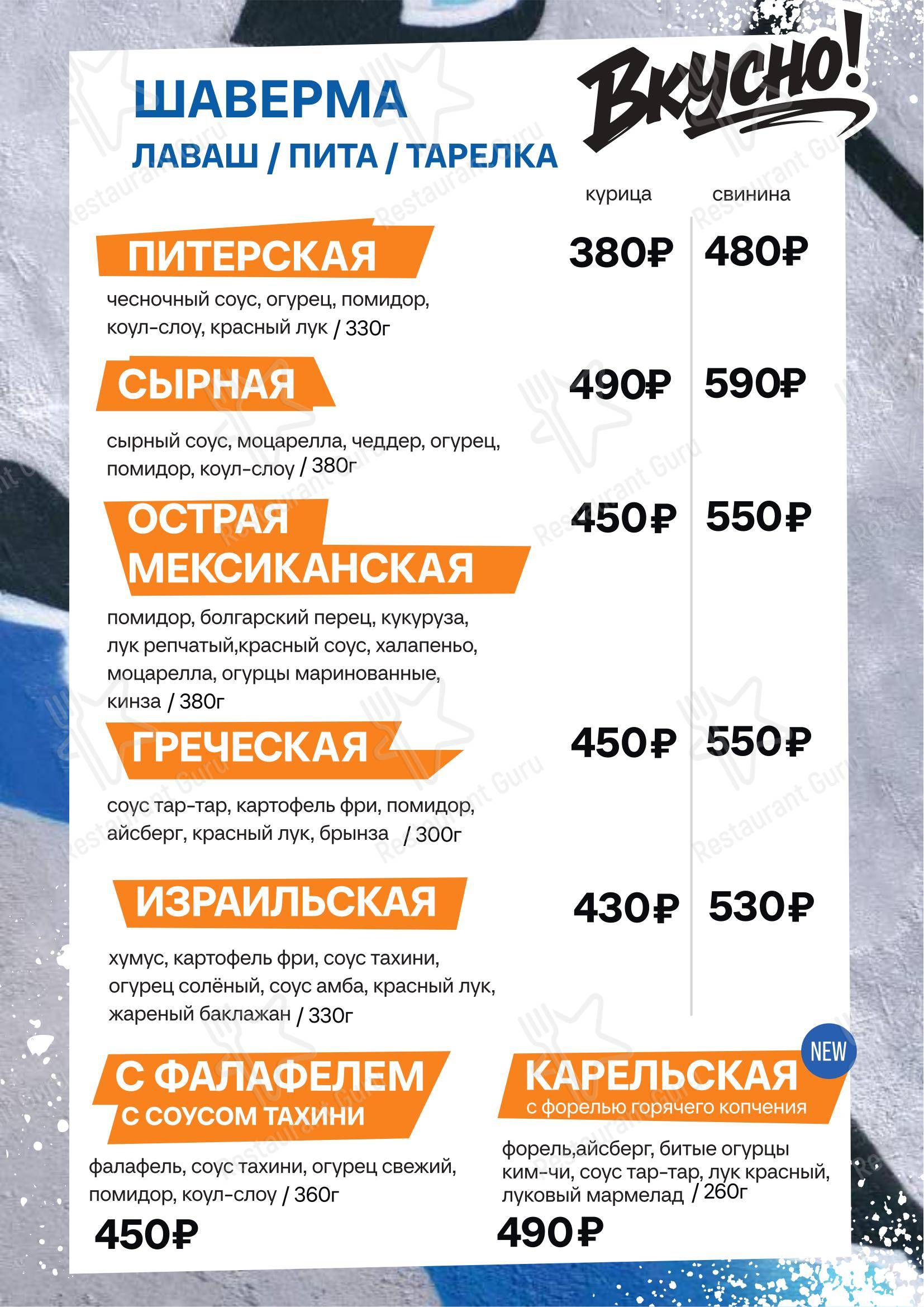 Меню ресторана Пётр Шагал - Меню