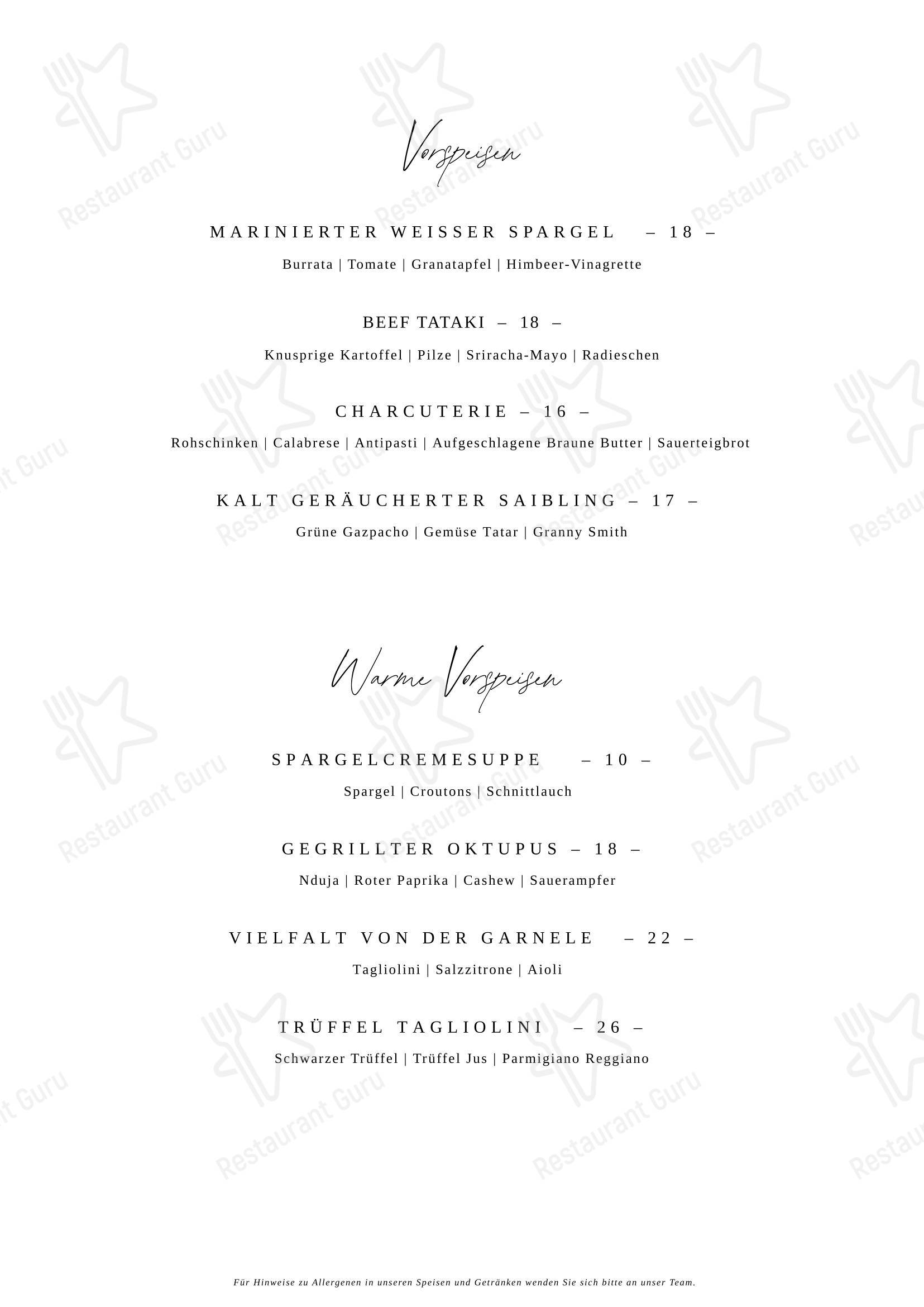 Меню ресторана Restaurant LUCE в Лейпциге