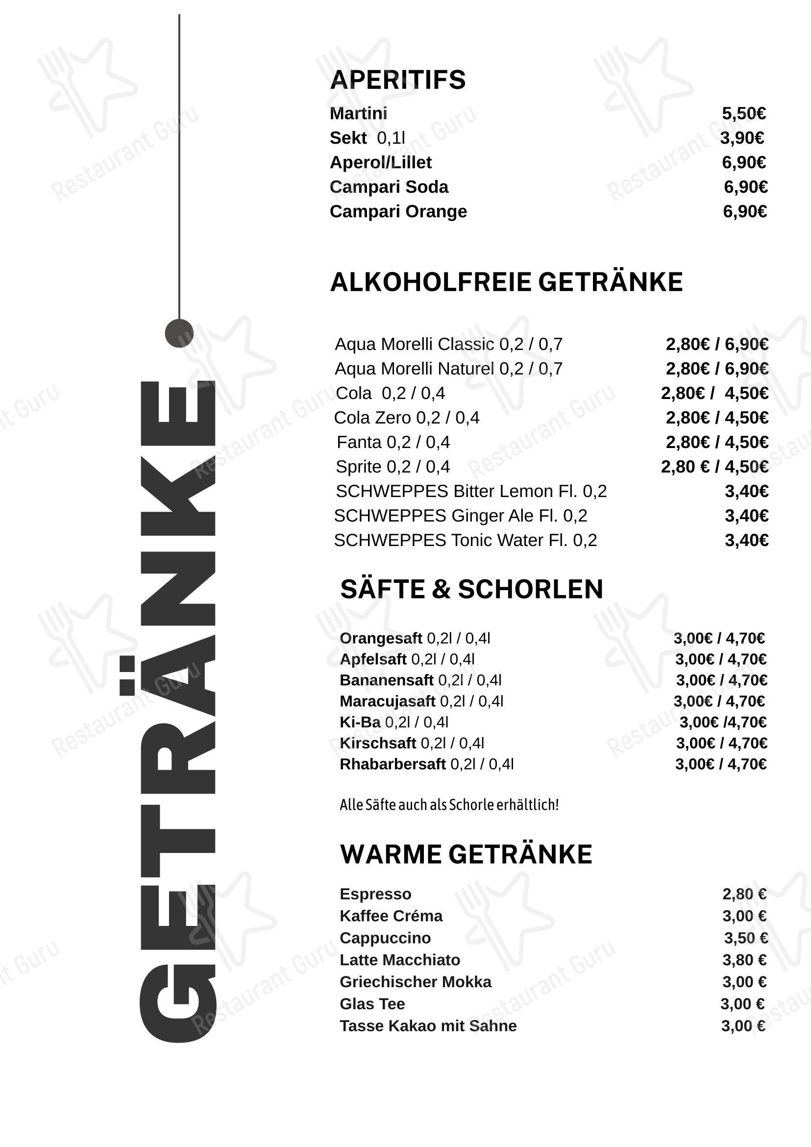 Меню ресторана Restaurant Mera - Меню