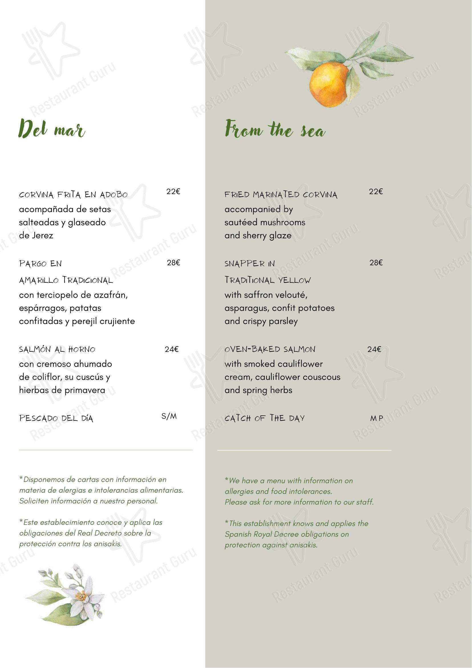 菜单 ресторана Restaurante Azahar Eboca Restaurants в Ронде