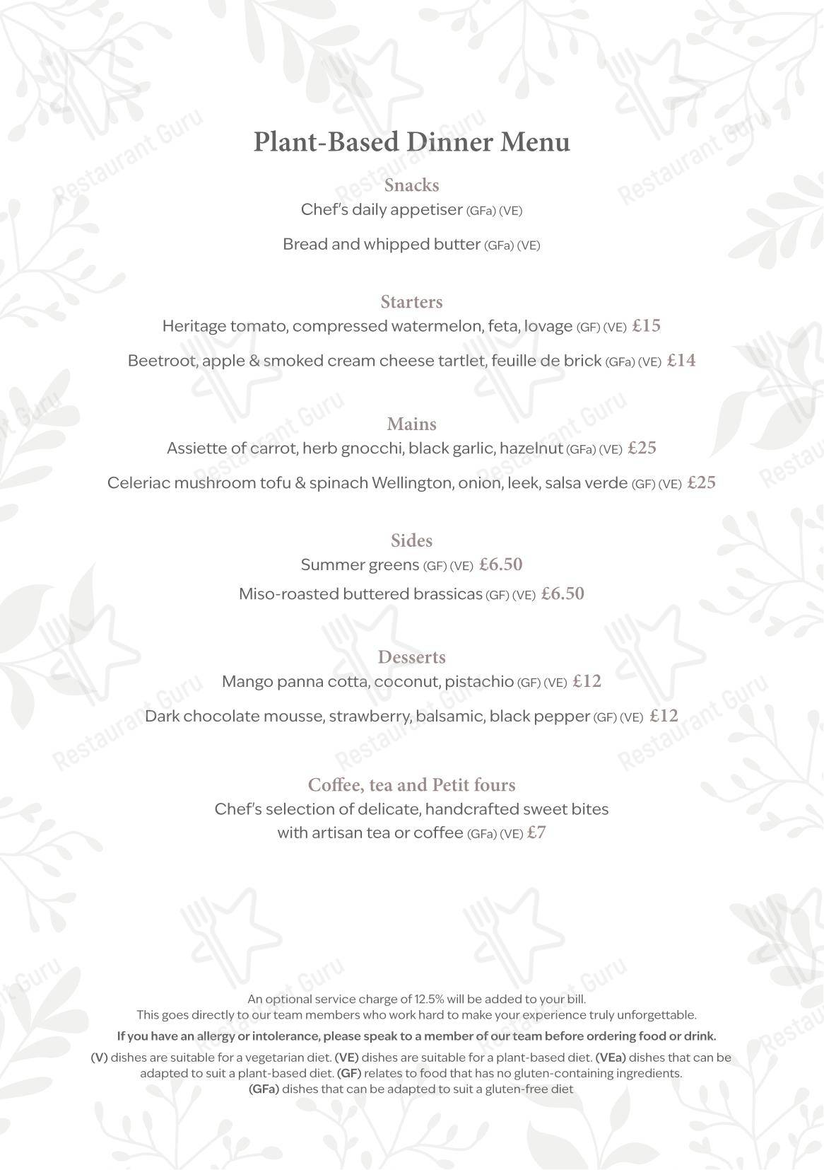 Takeaway Menu паба и бара The Peacock at Rowsley в Матлоке
